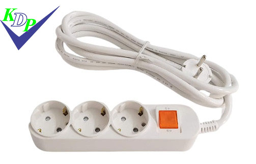 Ổ cắm 3 lỗ Hàn quốc liền dây 1 công tắc 16A 250v