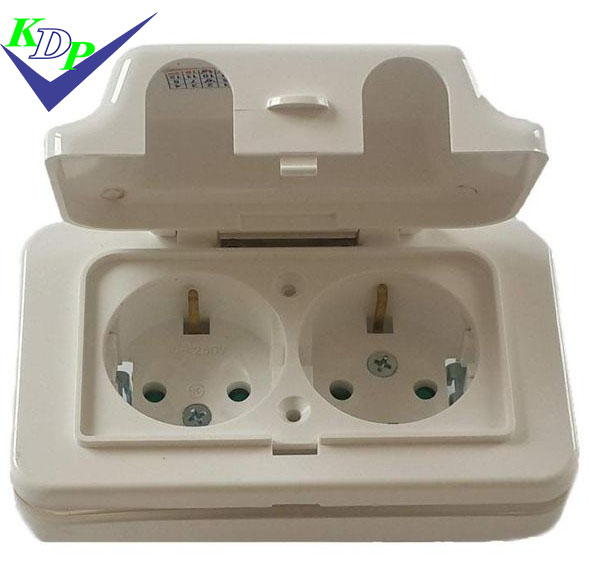 Ổ đôi Hàn Quốc có nắp chống nước ngang