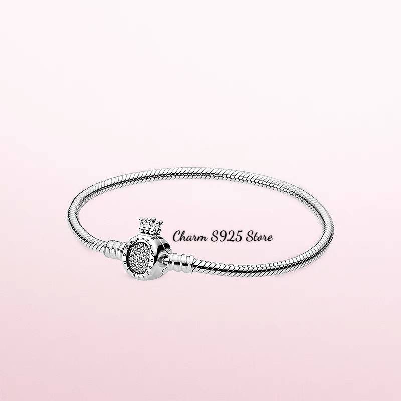 Vòng charm pan mềm vương miện đính đá bạc s925
