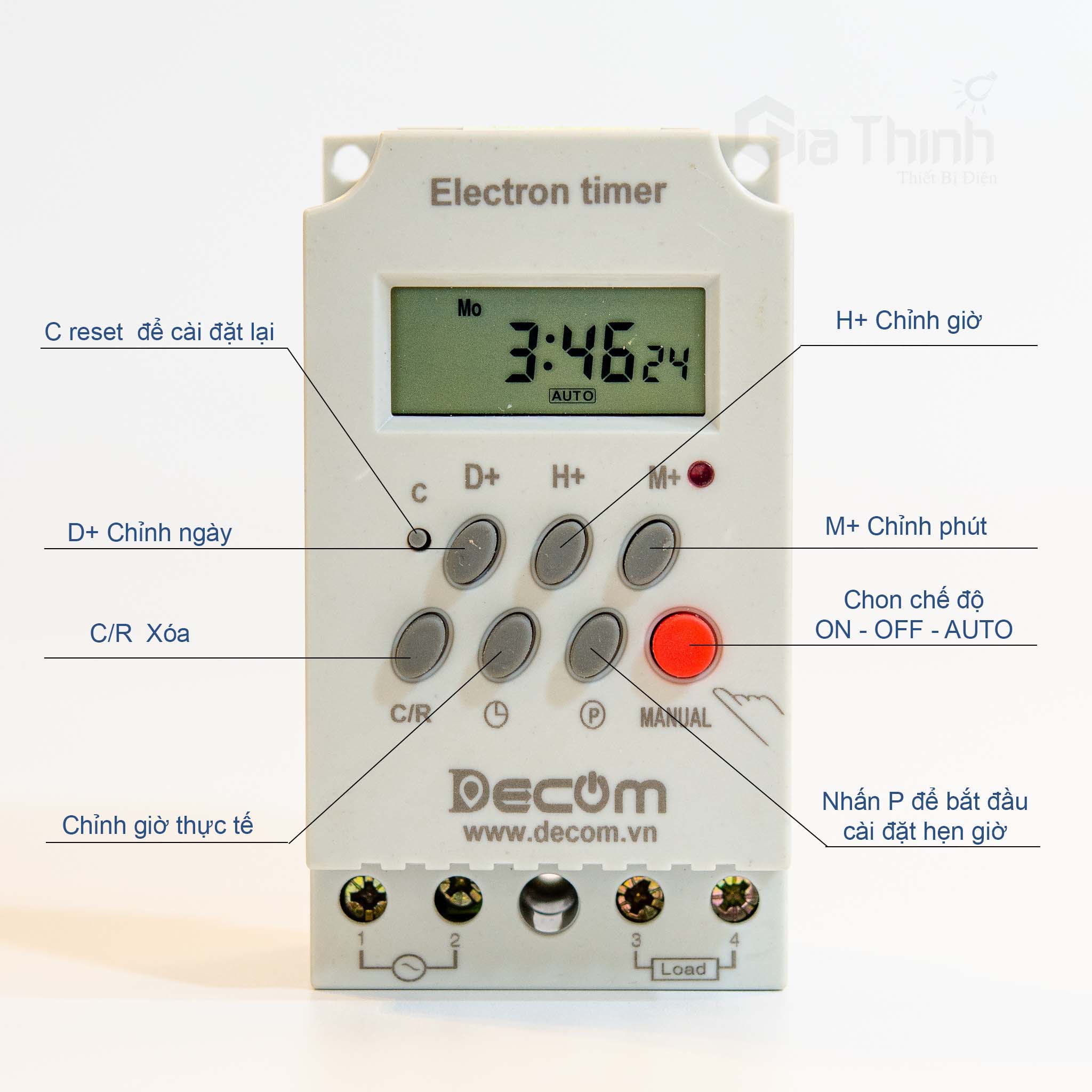 Công tắc hẹn giờ điện tử DECOM - KG316 (xanh lá) (Bảo hành đổi mới 12 tháng)