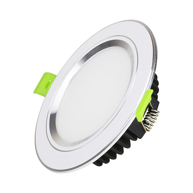 Âm trần 8W KingEco mặt phẳng viền bạc lỗ khoét 90mm (BH24T)