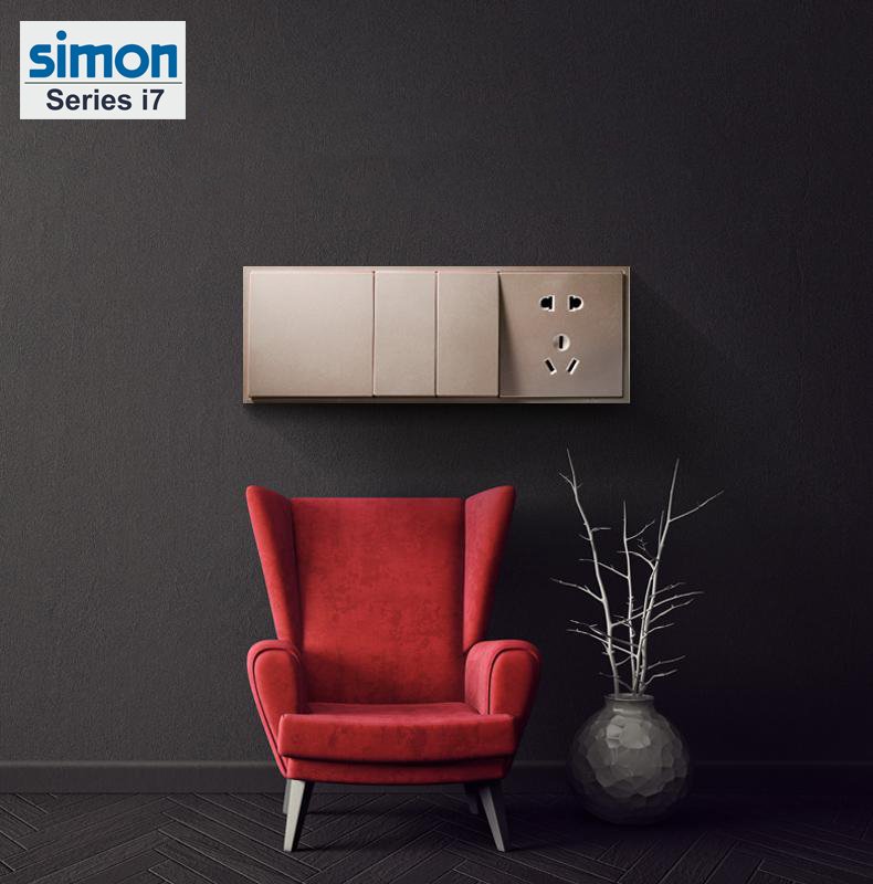 Công tắc đôi 1 chiều i7 Simon màu champange