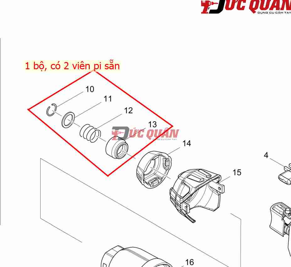 Bộ đầu ngậm máy bắn vít, TD110/ TD111/ TD090/ TD0101 Makita 324711-6-1