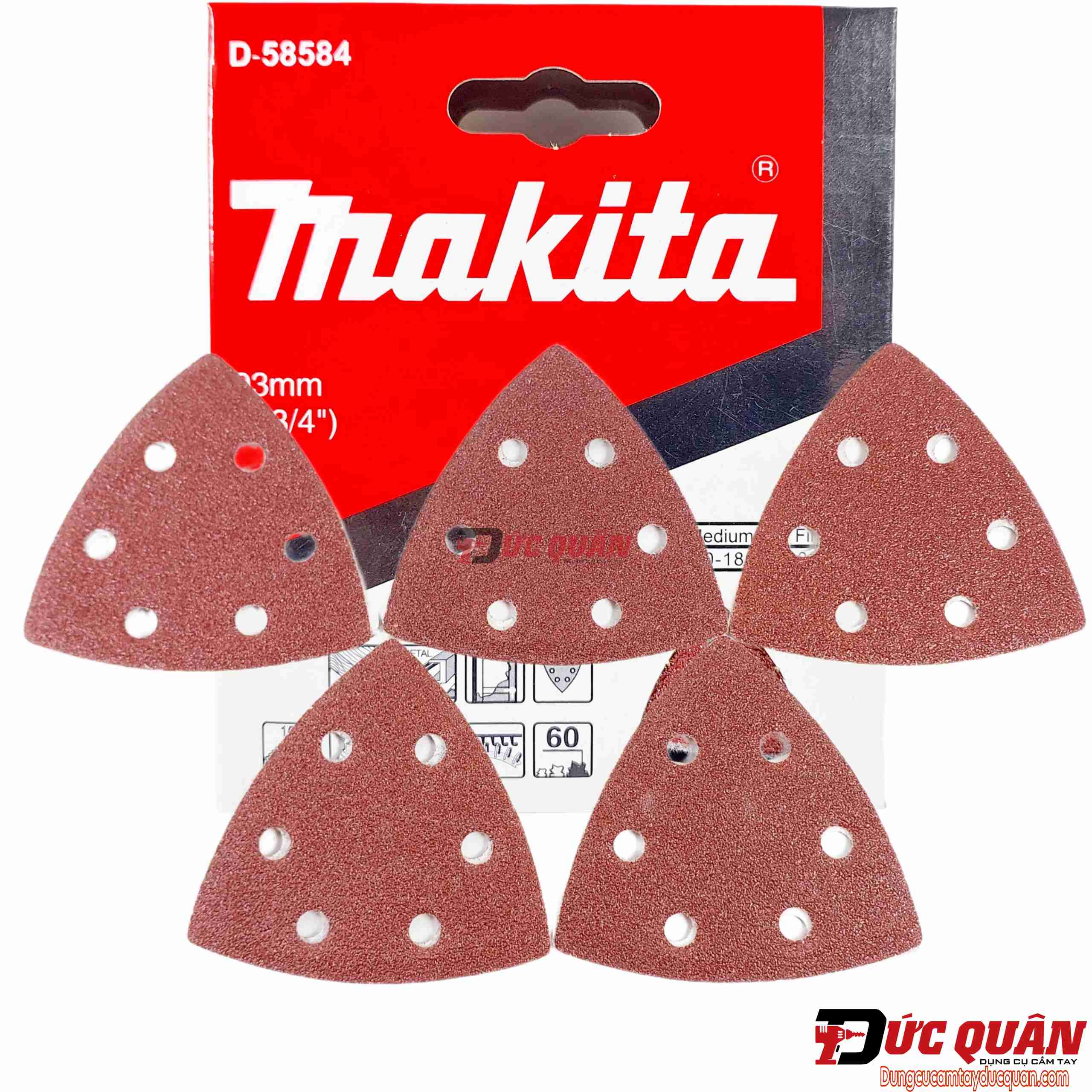 Bộ 10 giấy chà nhám tam giác 93mm cho máy cắt rung Makita ( Full độ hạt )