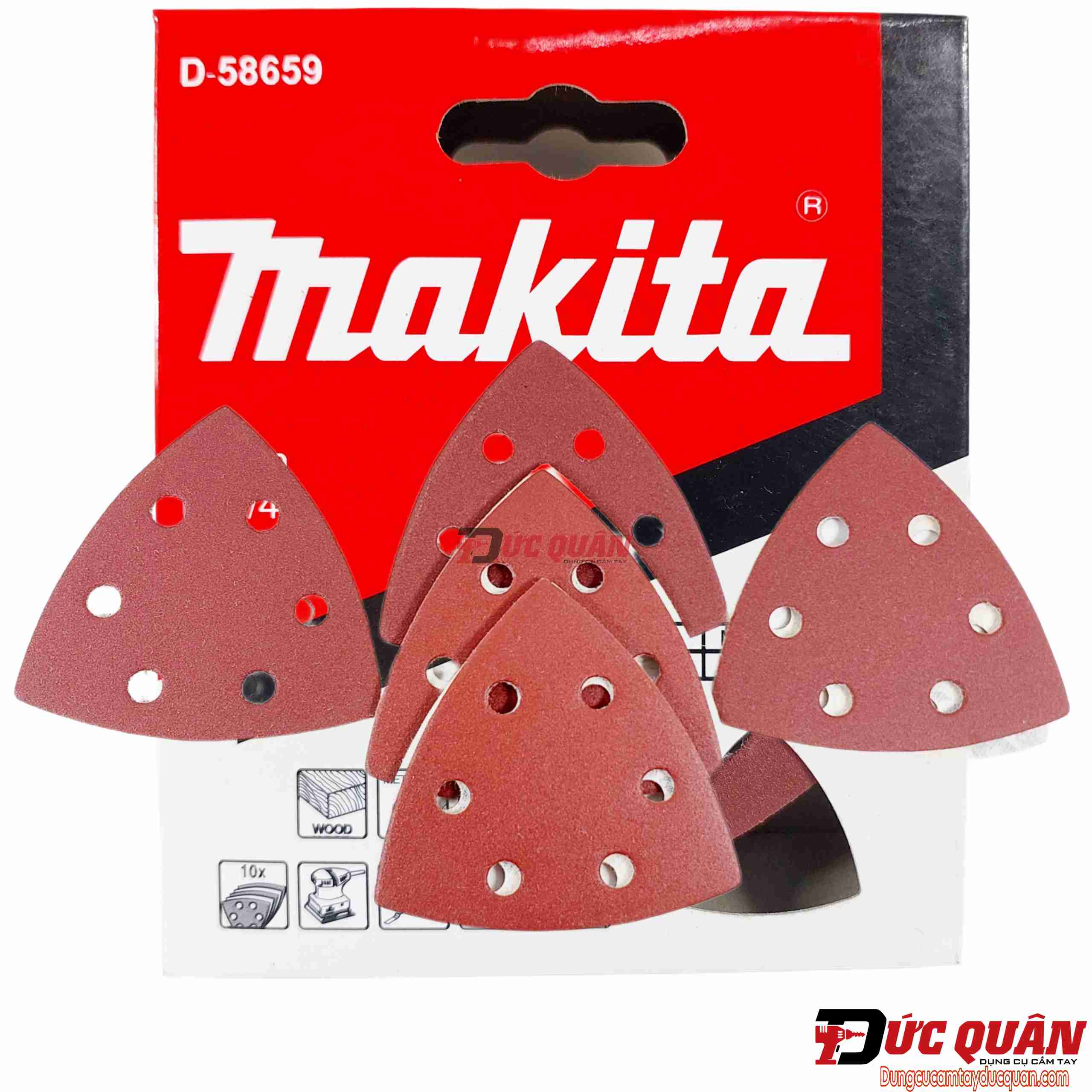 Bộ 10 giấy chà nhám tam giác 93mm cho máy cắt rung Makita ( Full độ hạt )