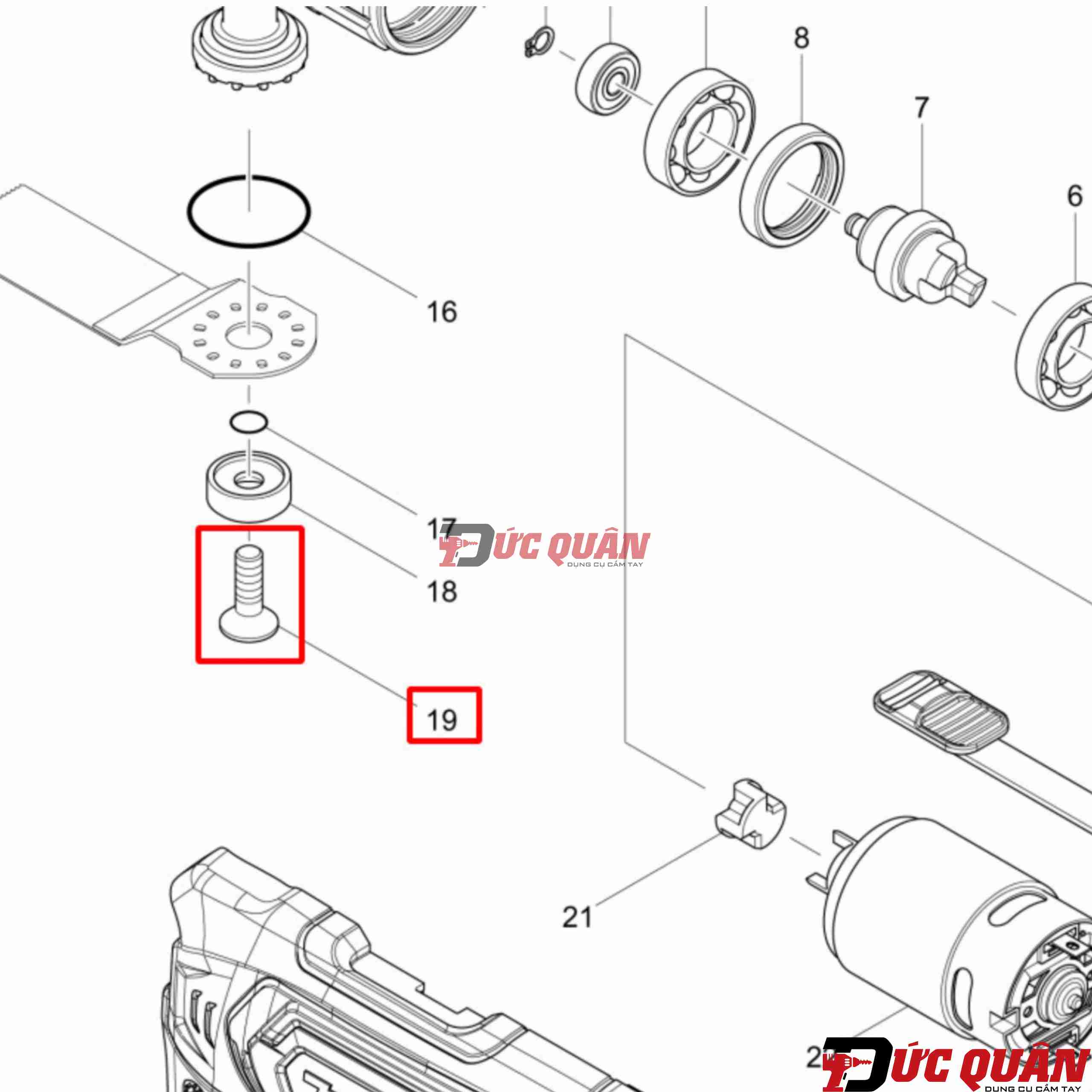 Ốc khóa lưỡi máy cắt rung( M6X20 ) Makita TM30D