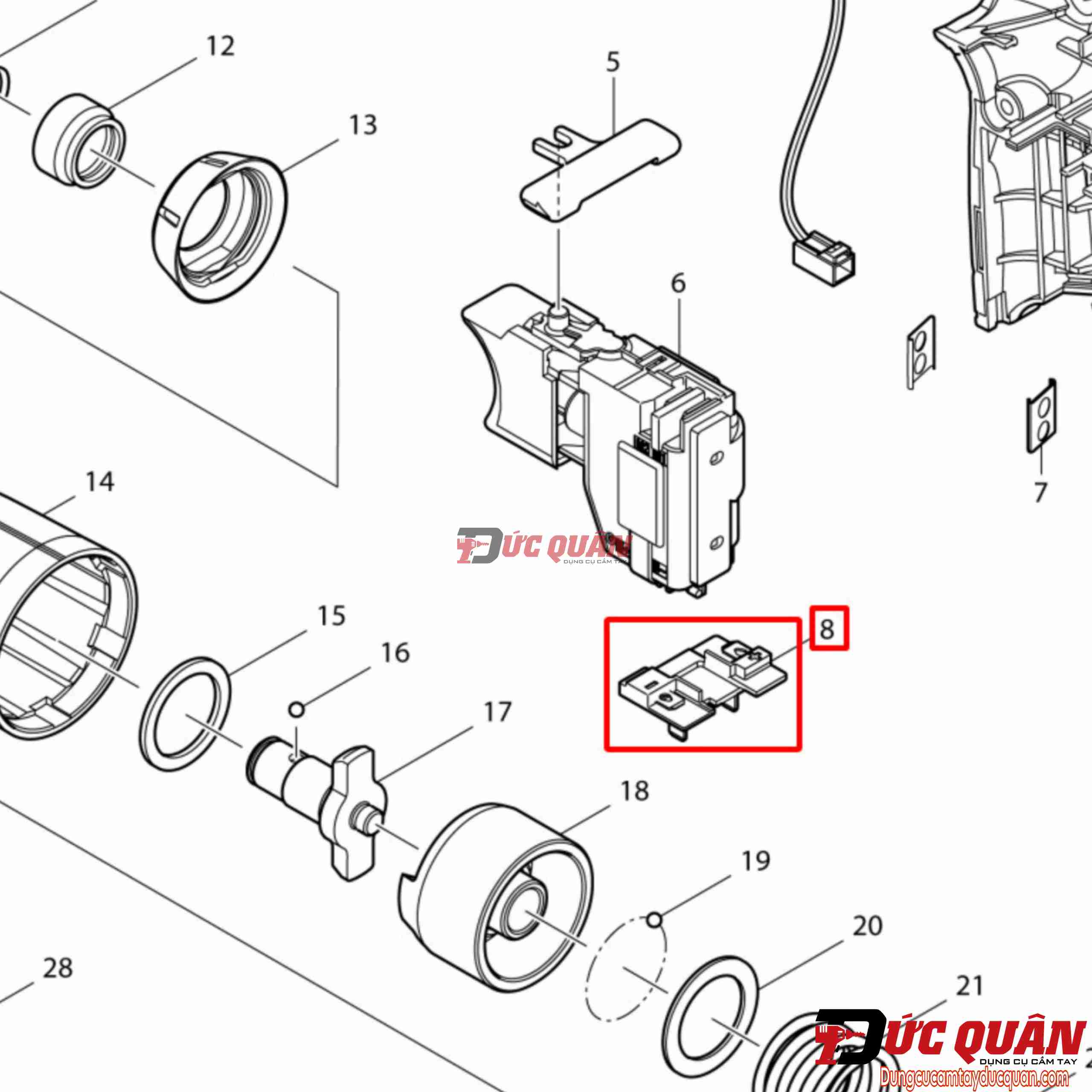 Chân pin máy 10v8 Makita TD090/ TW100D/ DF030/ DF330/ DA331/HS300/ CC300/ JV100/ JR102 643830-2