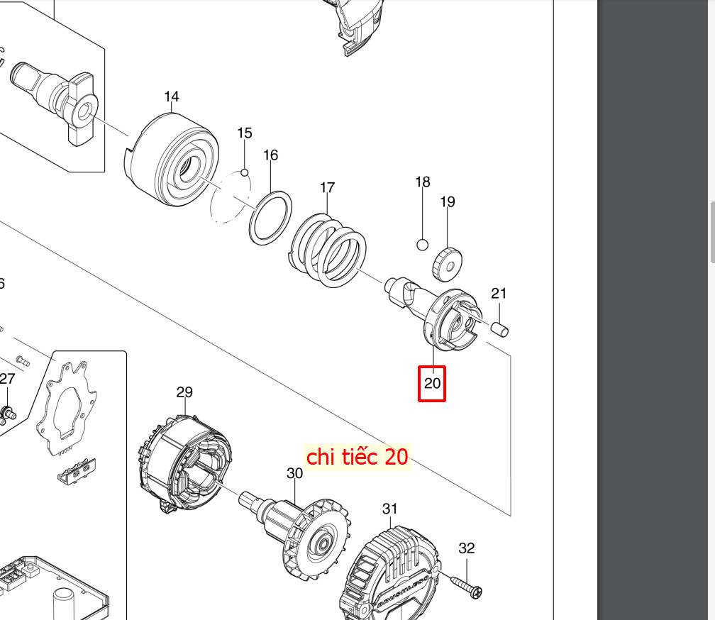 Cốt máy siết bu long, DTW300, XWT14, MAKITA, 327573-1
