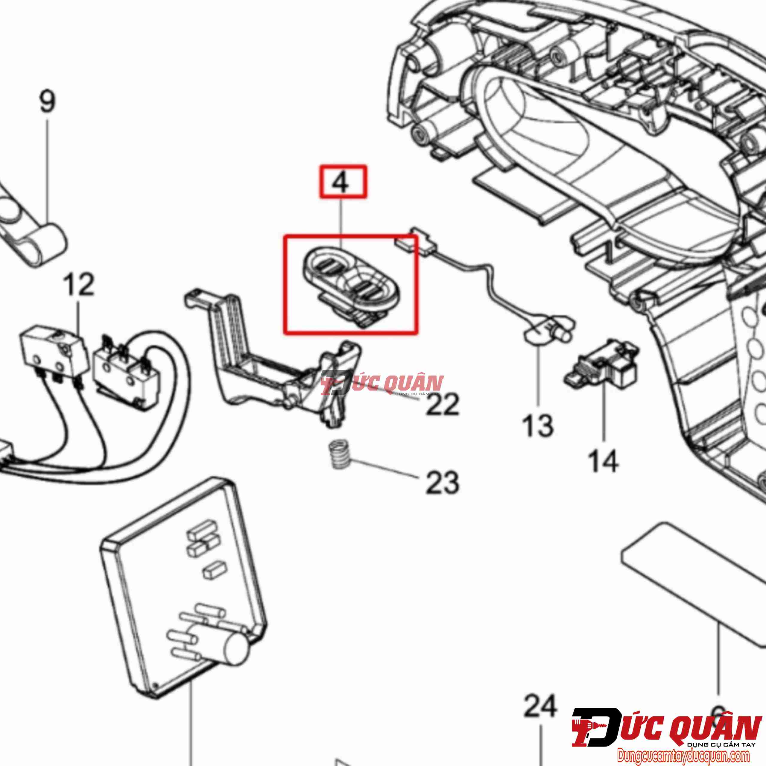 Nút công tắc máy hút bụi Makita DCL280 459326-1