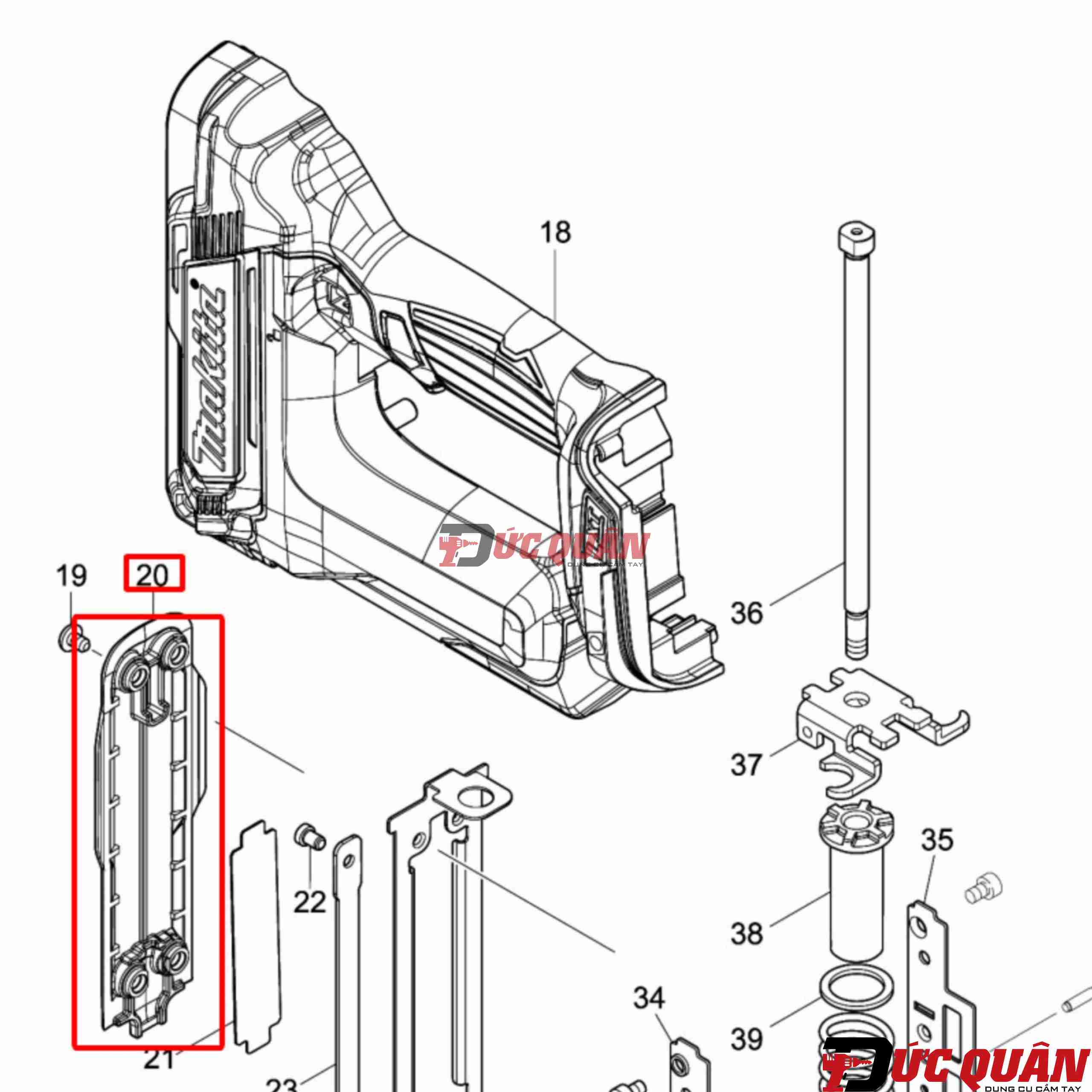 Vỏ nấp chụp máy bắn đinh Makita DFN350