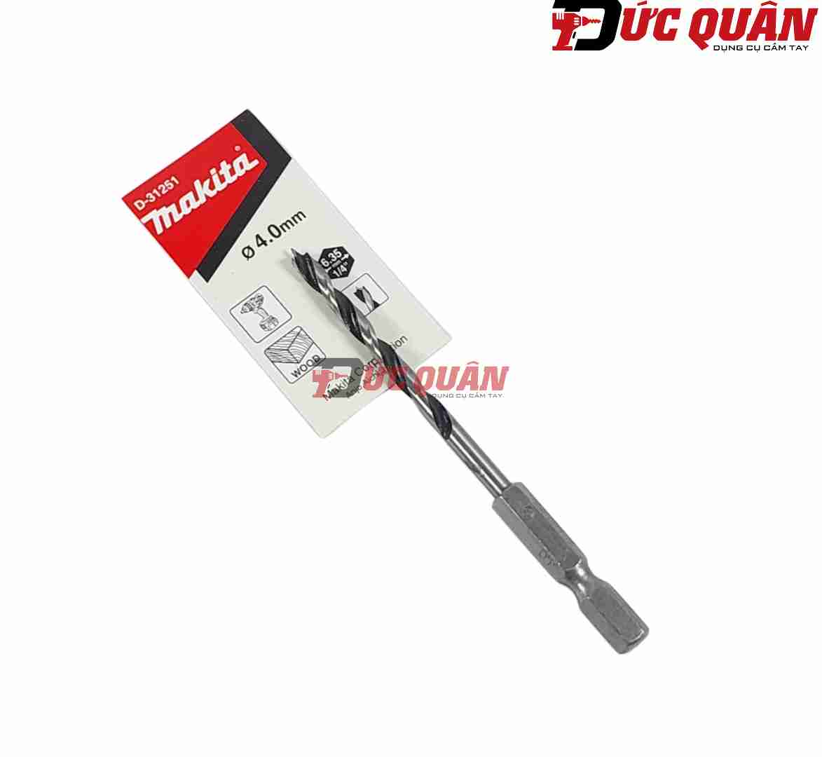 Mũi khoan gỗ đầu đinh nhọn chân lục giác ( dài 6.35mm ) Makita