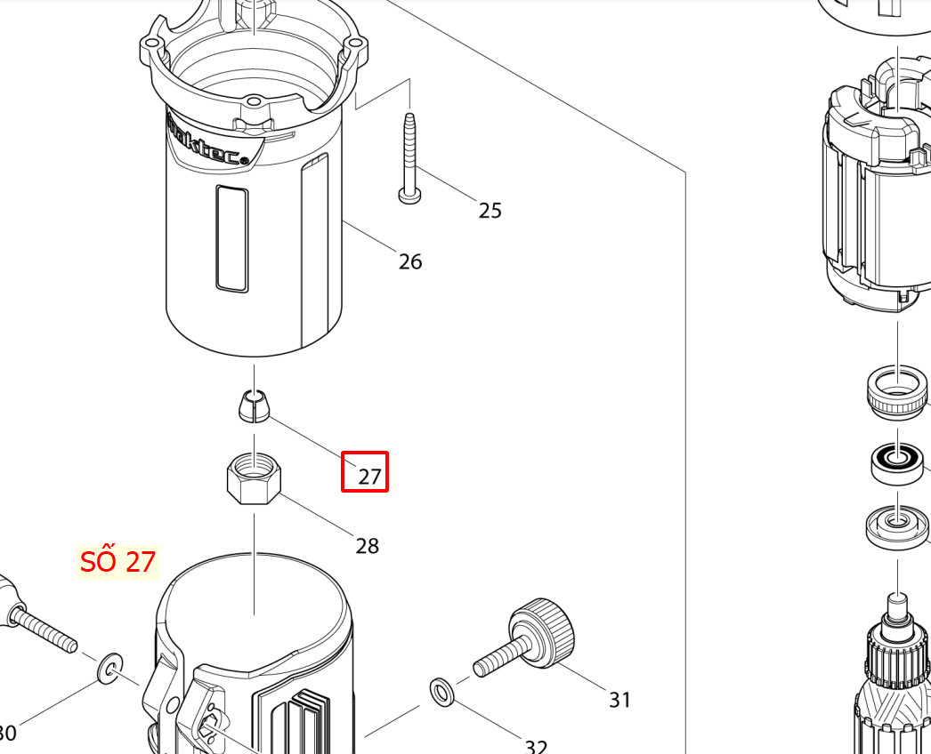 Chấu bóp cho máy phay mini 6.35mm, MAKITA, 763663-0