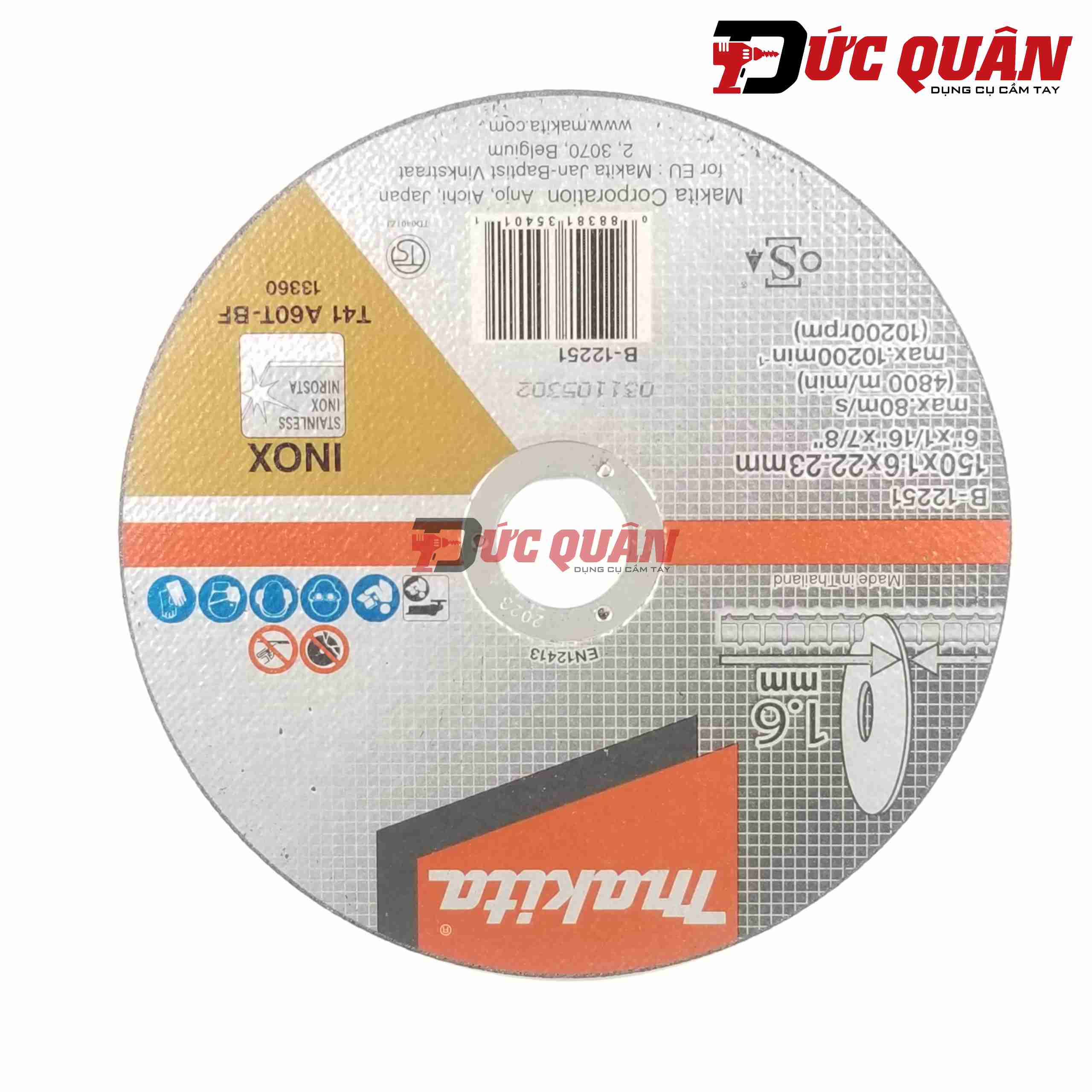 Đá cắt mỏng cho Inox ( 150x1.6x22.23mm ) Makita B-12251