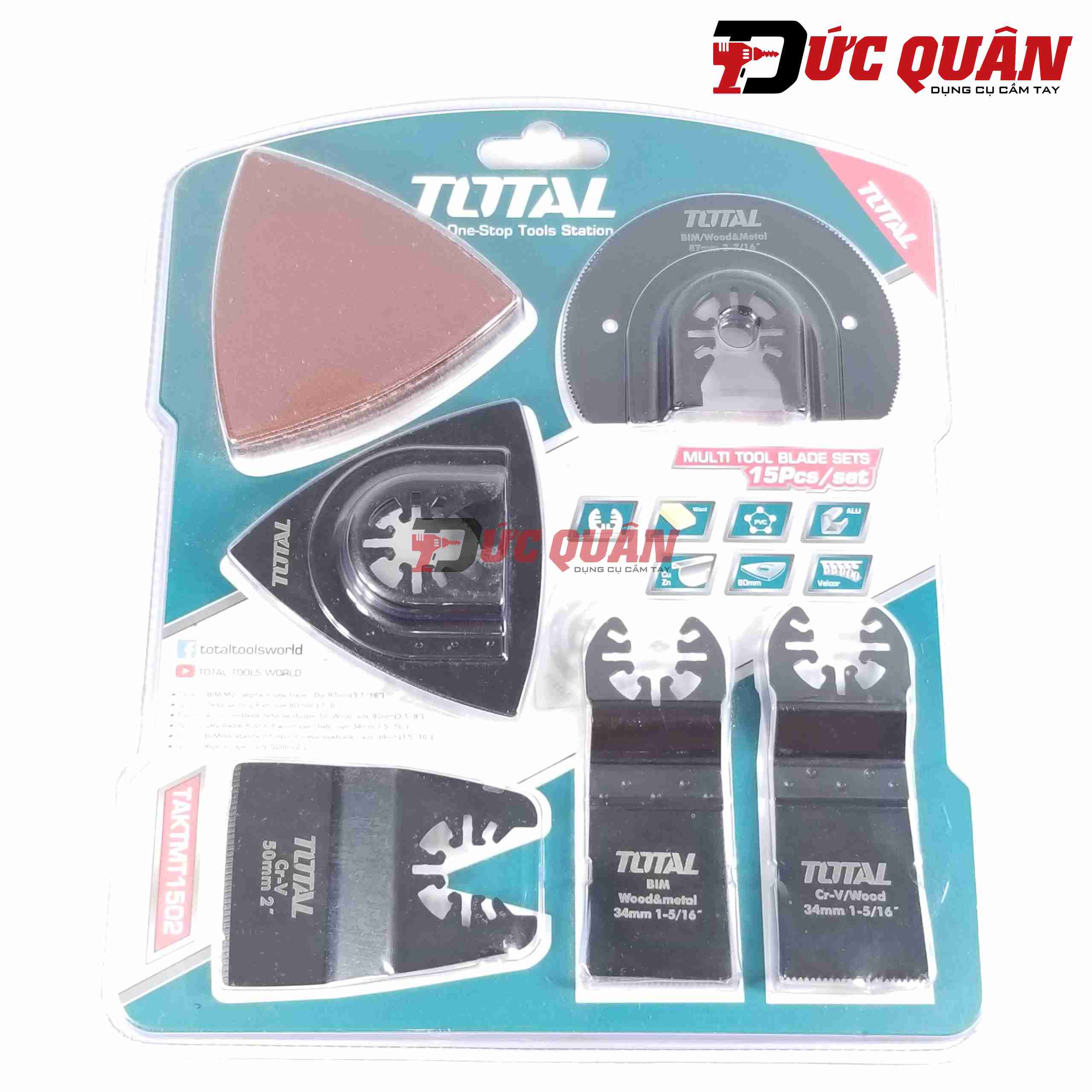 Bộ lưỡi cho máy cắt góc đa năng 15 chi tiết Total TAKTMT1502