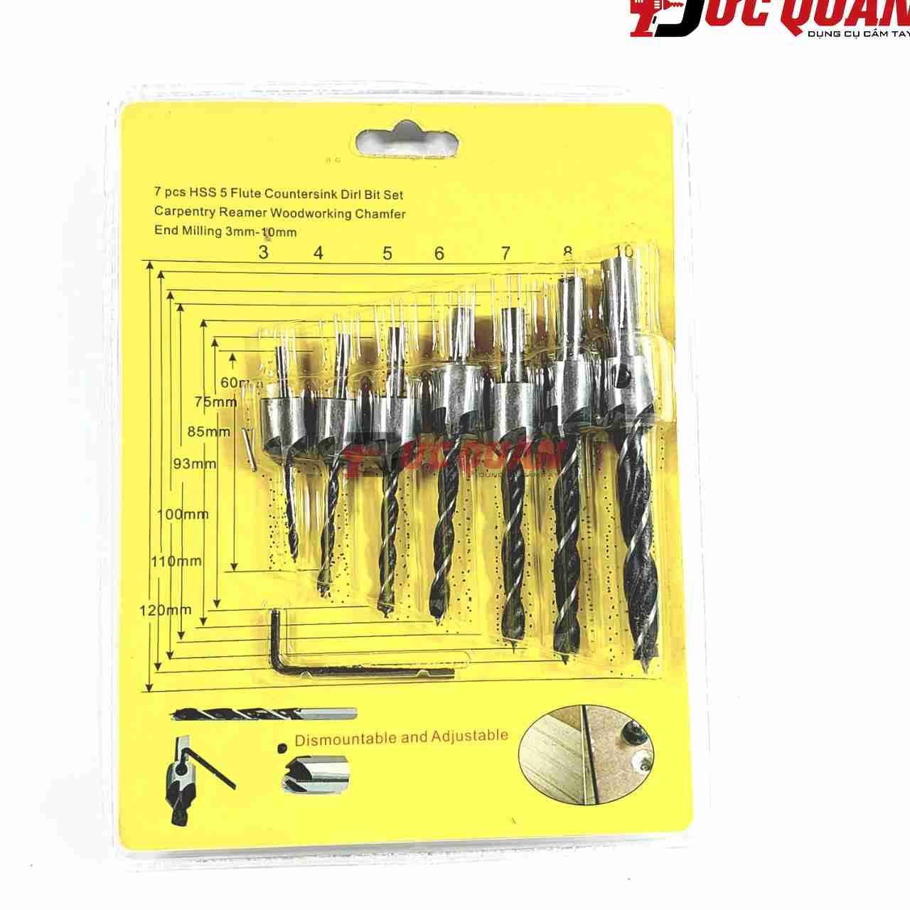 Bộ 7 mũi khoan gỗ phi: 3, 4, 5, 6, 7, 8, 10mm DQ25