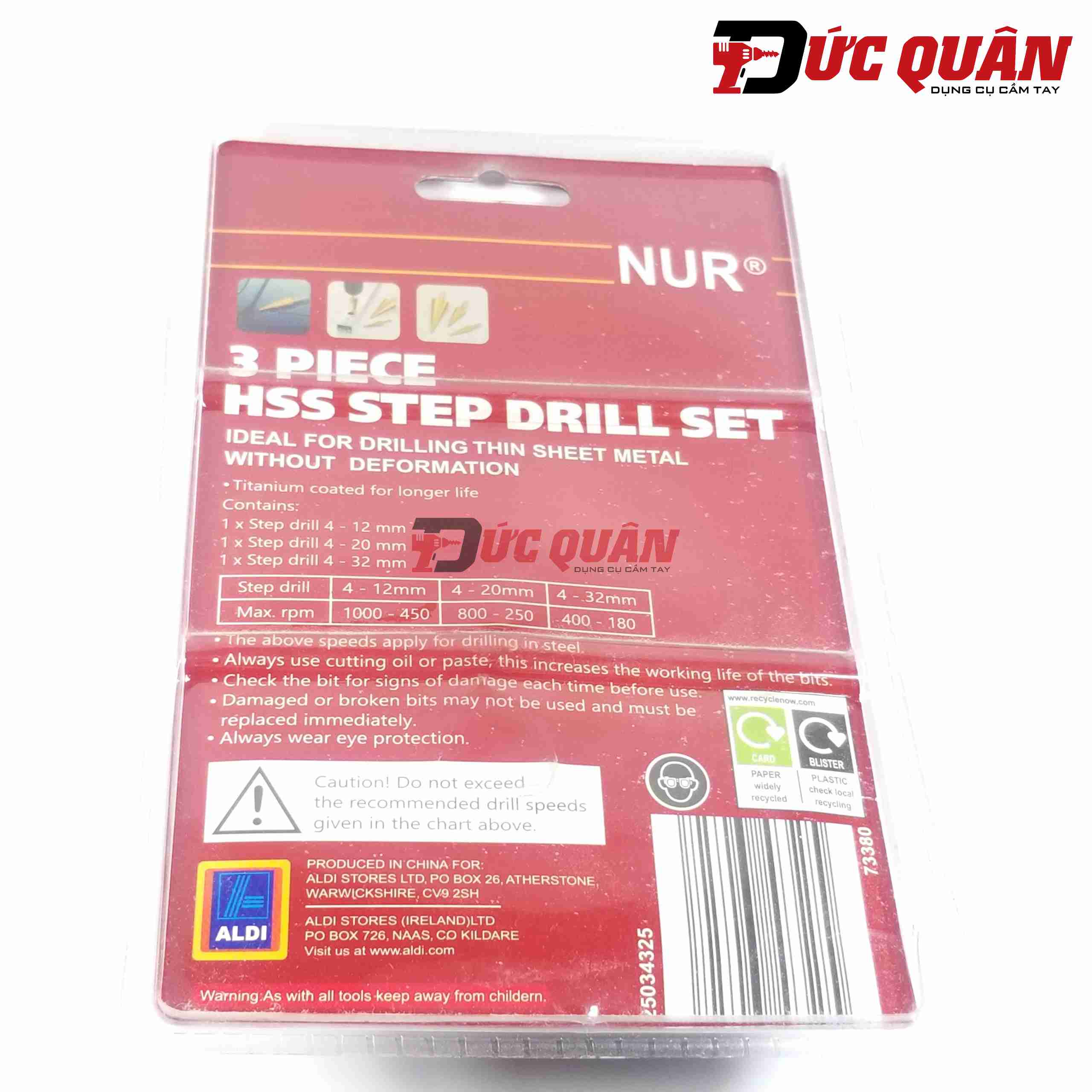bộ 3 mũi khoan tháp titan siêu cứng,đường kính 4-32mm