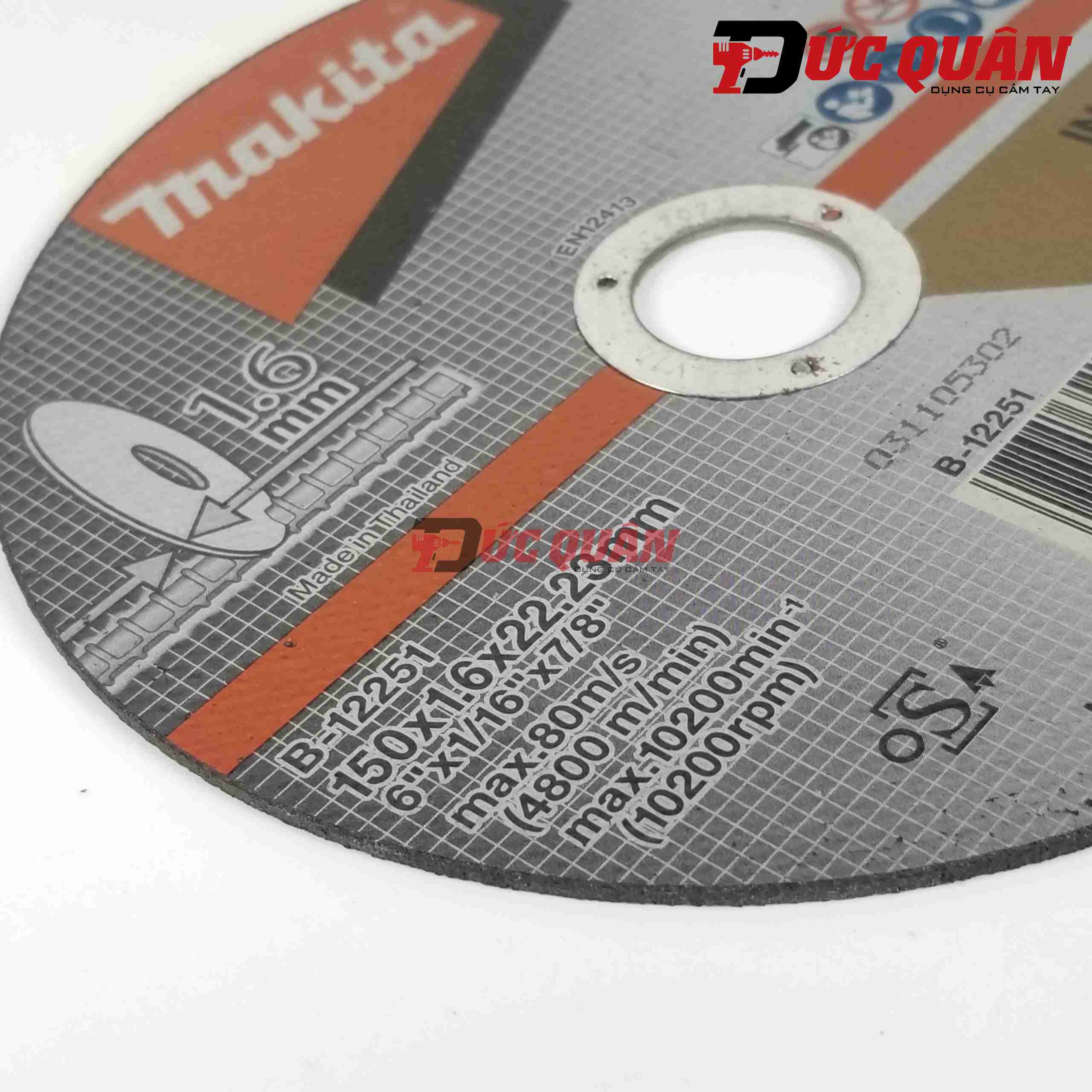 Đá cắt mỏng cho Inox ( 150x1.6x22.23mm ) Makita B-12251