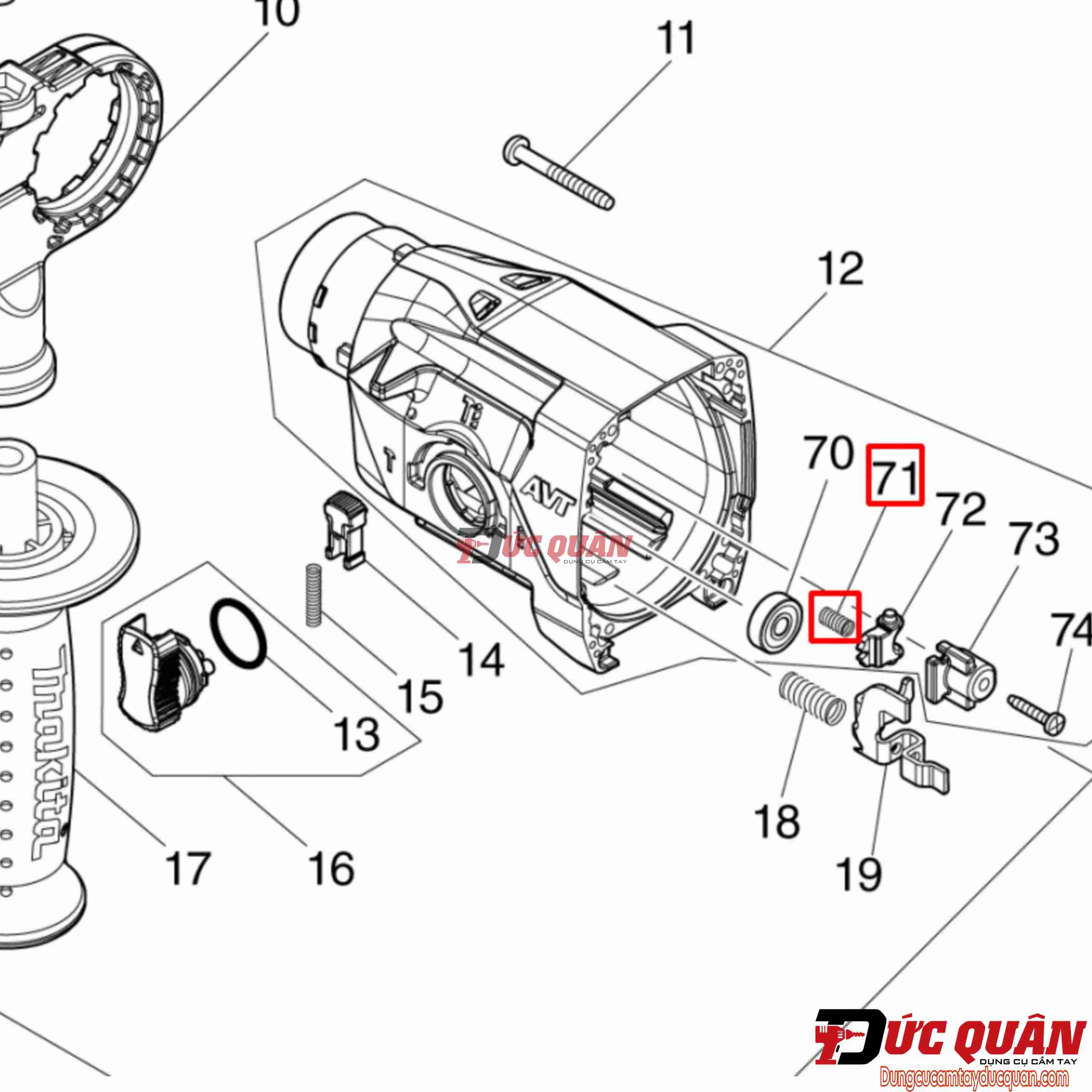 Lò xo ( 4 ) Chuyển chế độ máy Makita DHR182/ HR182 232474-9