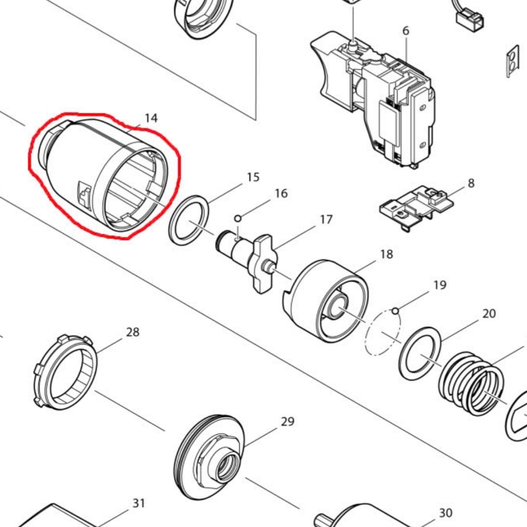 Hộp nhôm máy bắn vít Makita TD0100F 158898-0