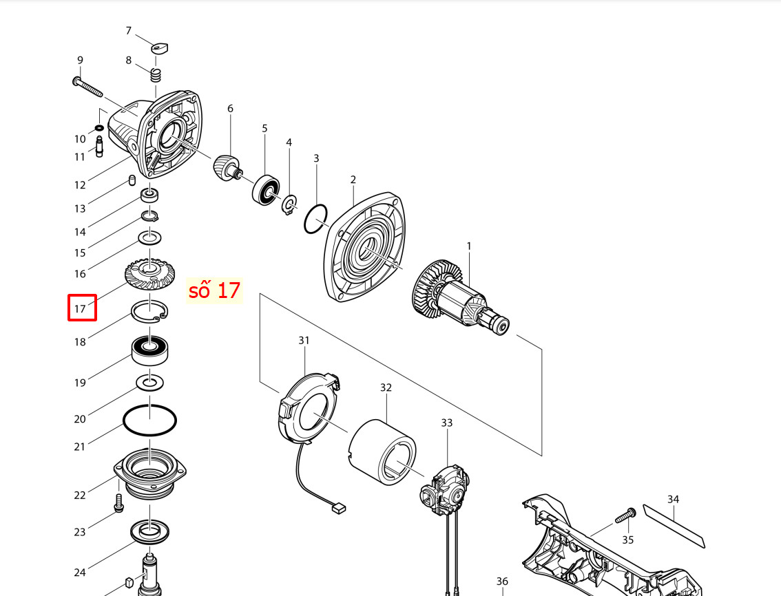 Nhông xoắn máy mài góc Pin, DGA402, MAKITA, 227502-3
