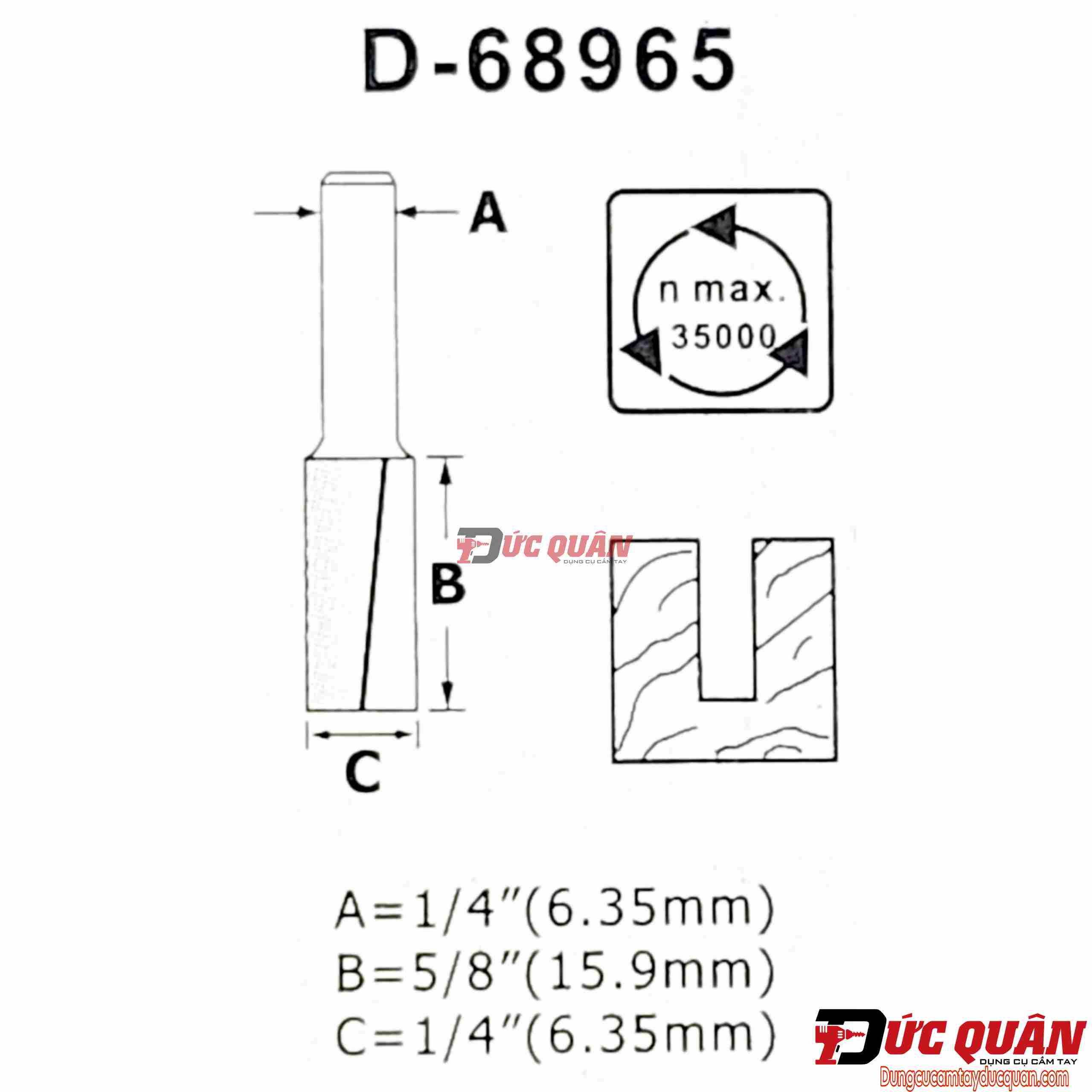Mũi phay thẵng 2 cạnh Makita D-68965
