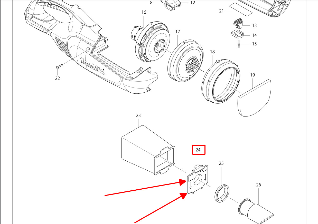 Miếng đệm rài máy hút bụi DCL182 Makita 141088-2