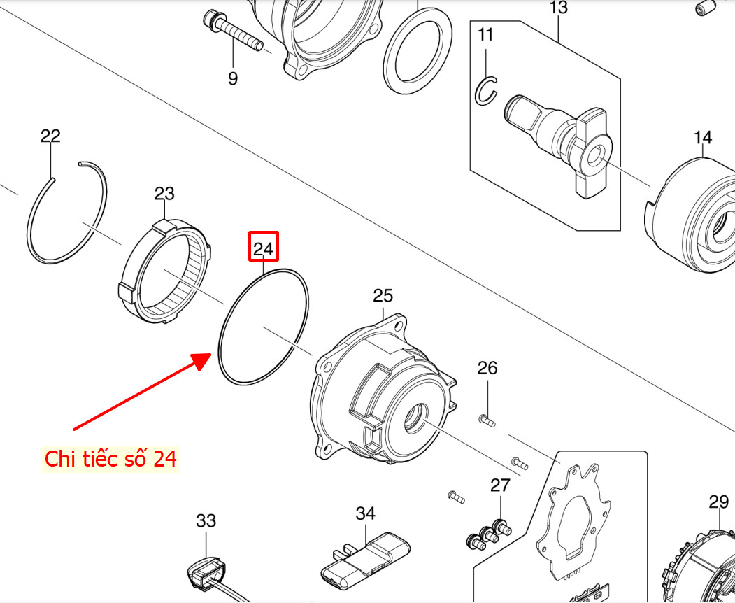 Vòng cao su máy siết bu long, DTW300, DTW285, DTW281, DTW280, XWT14, MAKITA, 213785-1