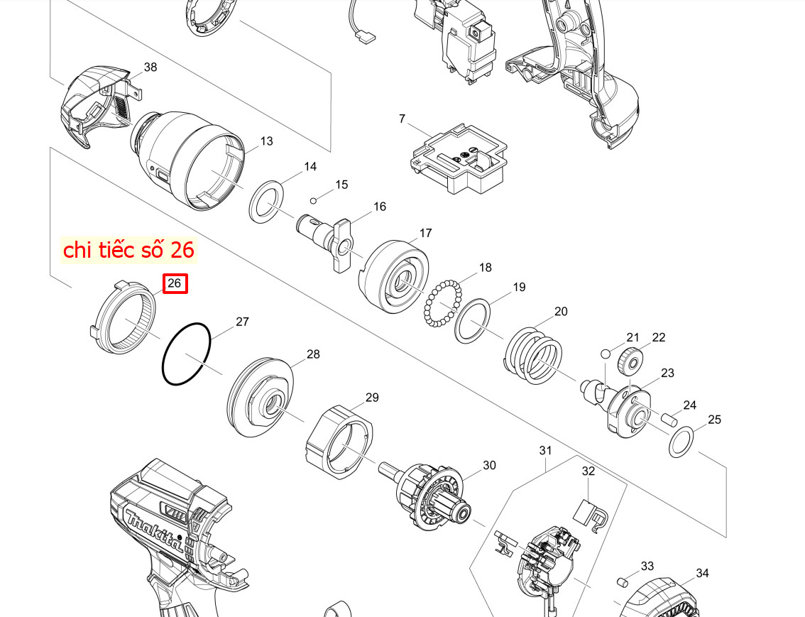 Nhông 51 cho máy vặn vít DTD149, DTD152, DTD153, Makita 227378-8