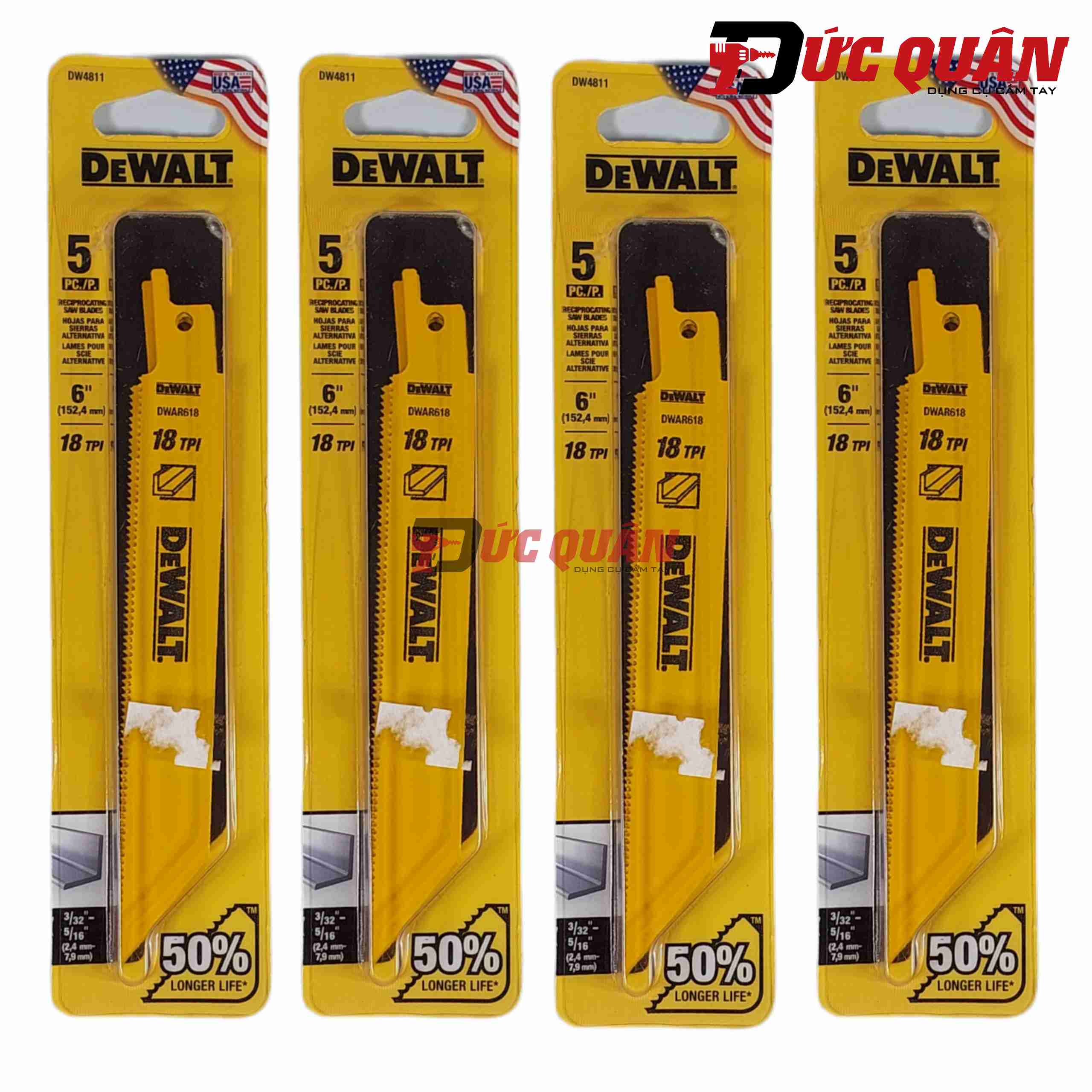 Lưỡi cưa kiếm cắt kim loại 6in-152.4mm-18TPI DEWALT DW8411 ( 1 cái )