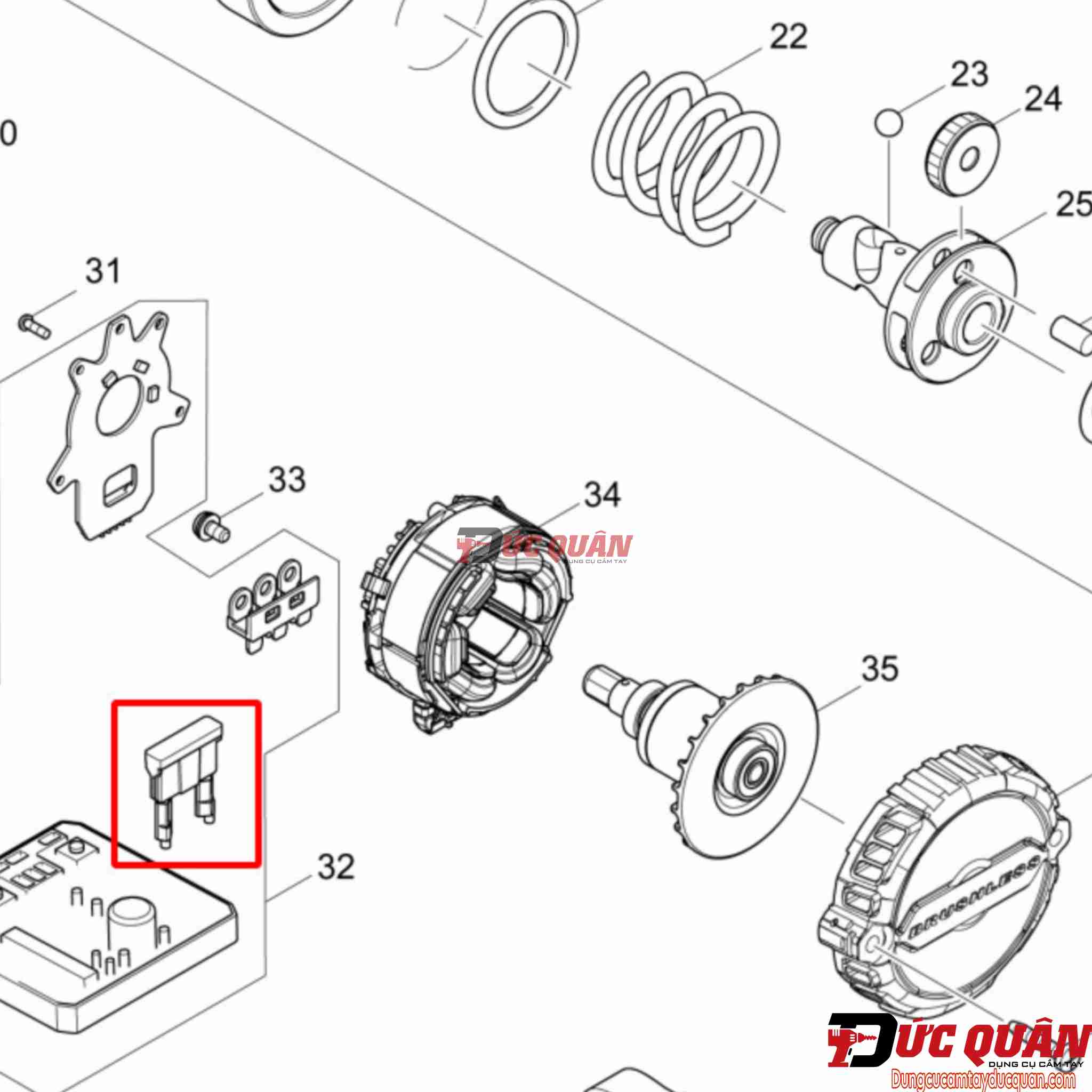 Cầu chì máy Makita TD147/ DTD148/ DTD170/ DTD171