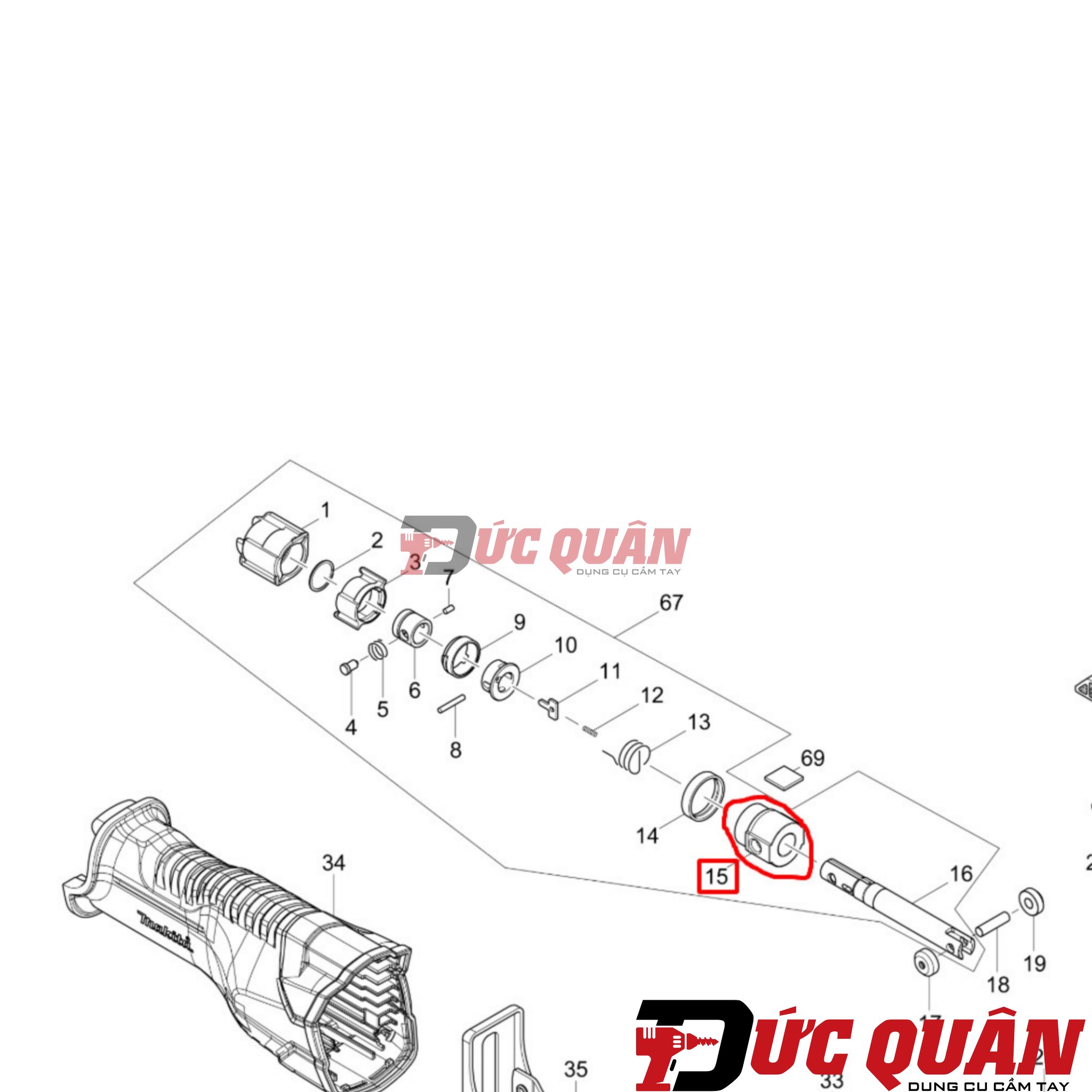 Thanh trượt máy cưa Makita DJR186/ DJR187 143365-8