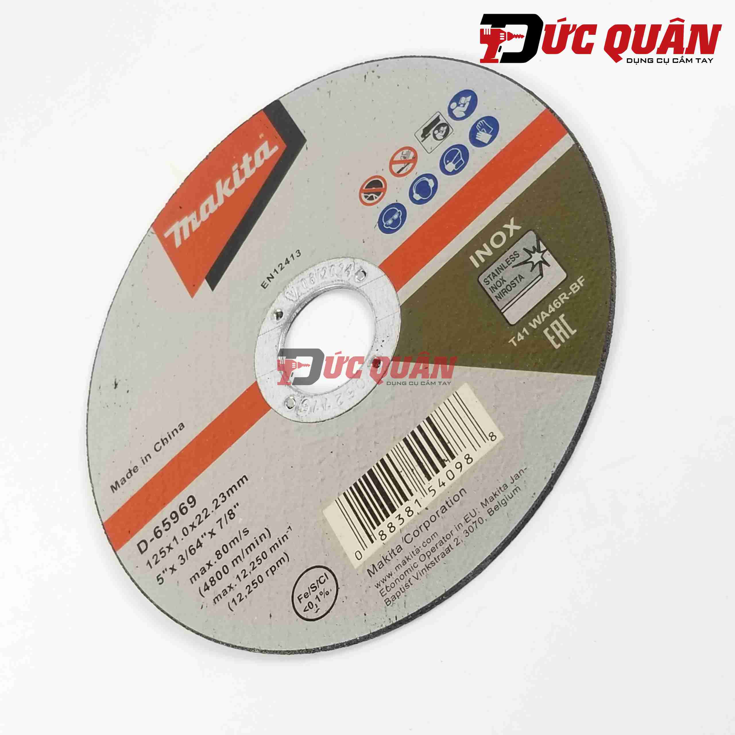 Đá cắt mỏng cho Inox 125x1.2x22.23mm Makita D-65969