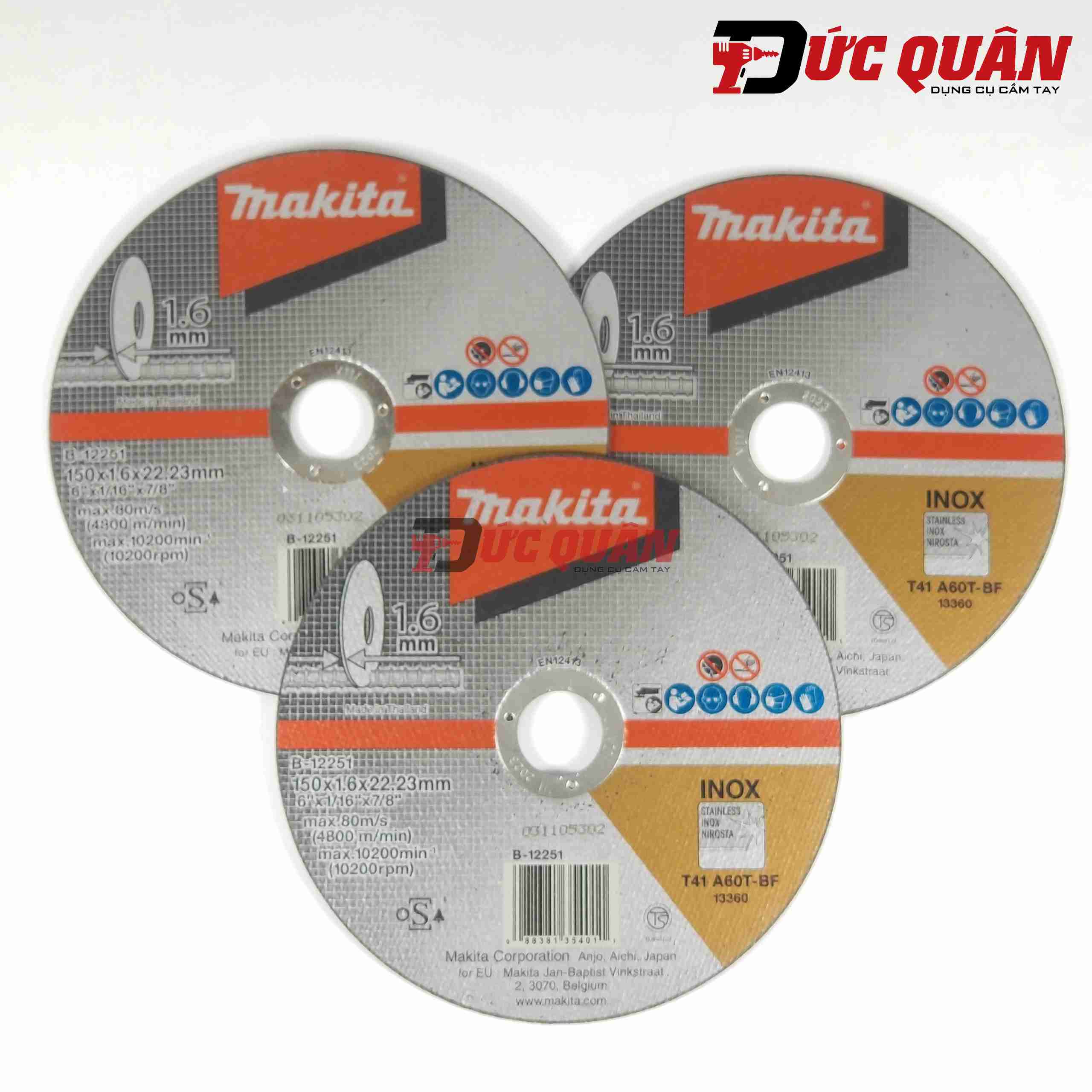 Đá cắt mỏng cho Inox ( 150x1.6x22.23mm ) Makita B-12251