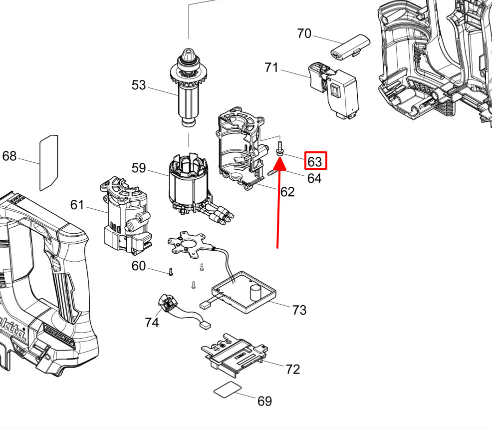 Ốc vít ( M3X12 ) dùng cho máy khoan bê tông, DHR171, HR166, MAKITA, 251510-2 ( 1 cái )