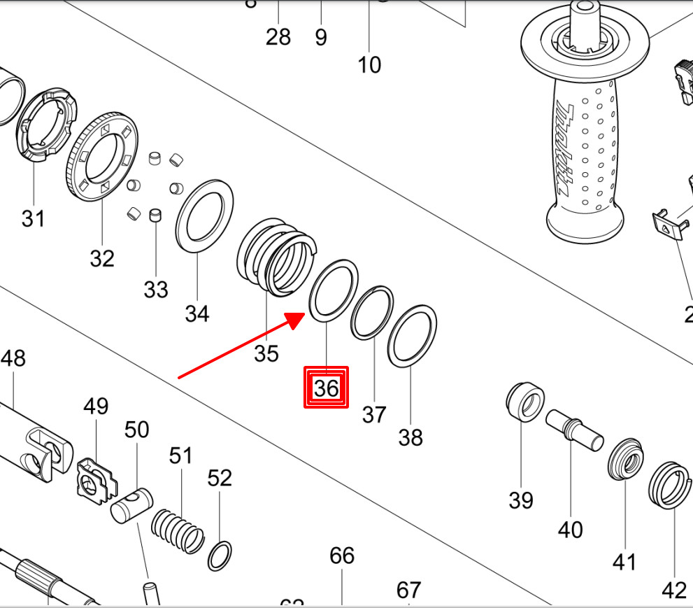 Long đền máy DHR242/ DHR244 Makita 267153-0