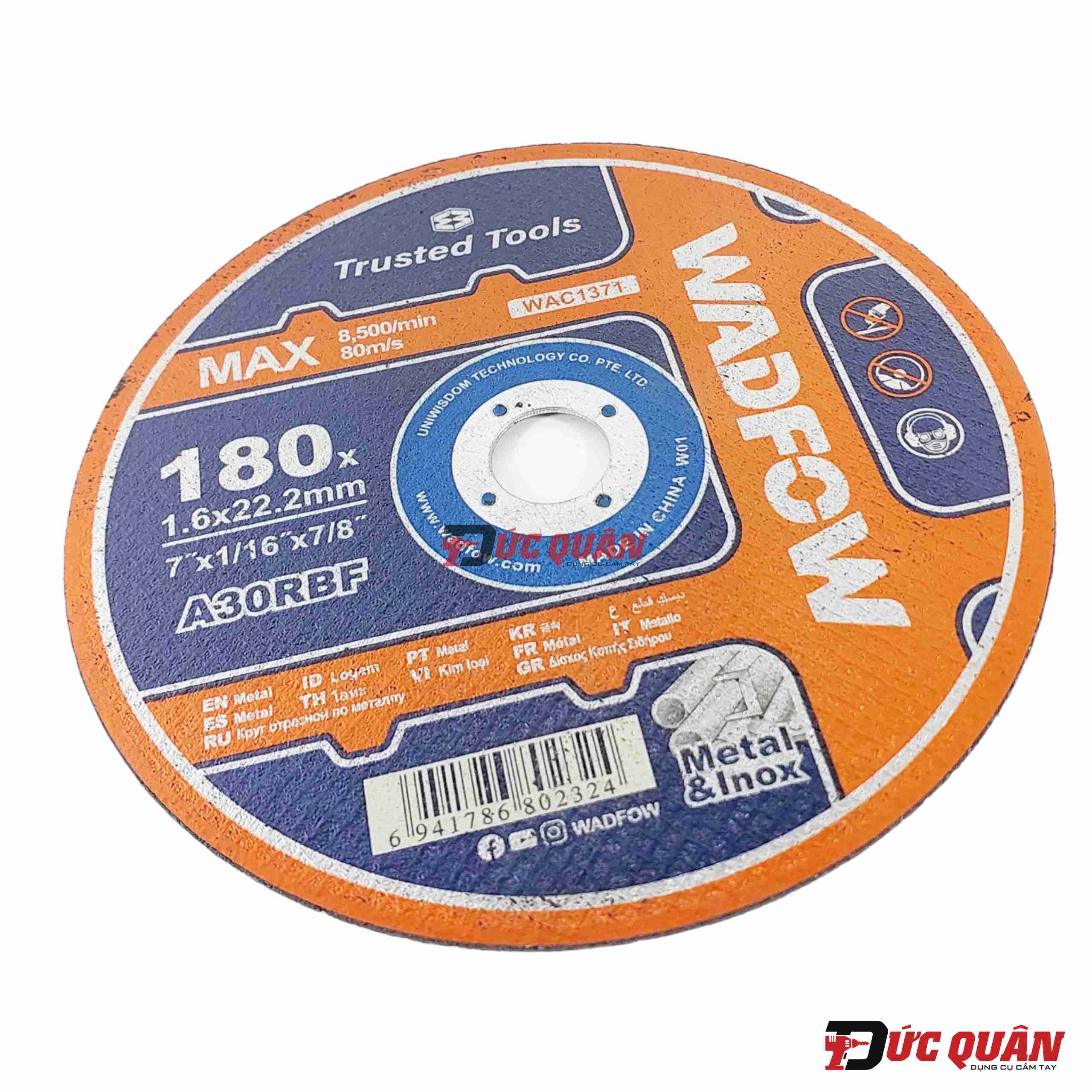 Đá cắt kim loại ( 180x1.6x22.2mm ) WADFOW