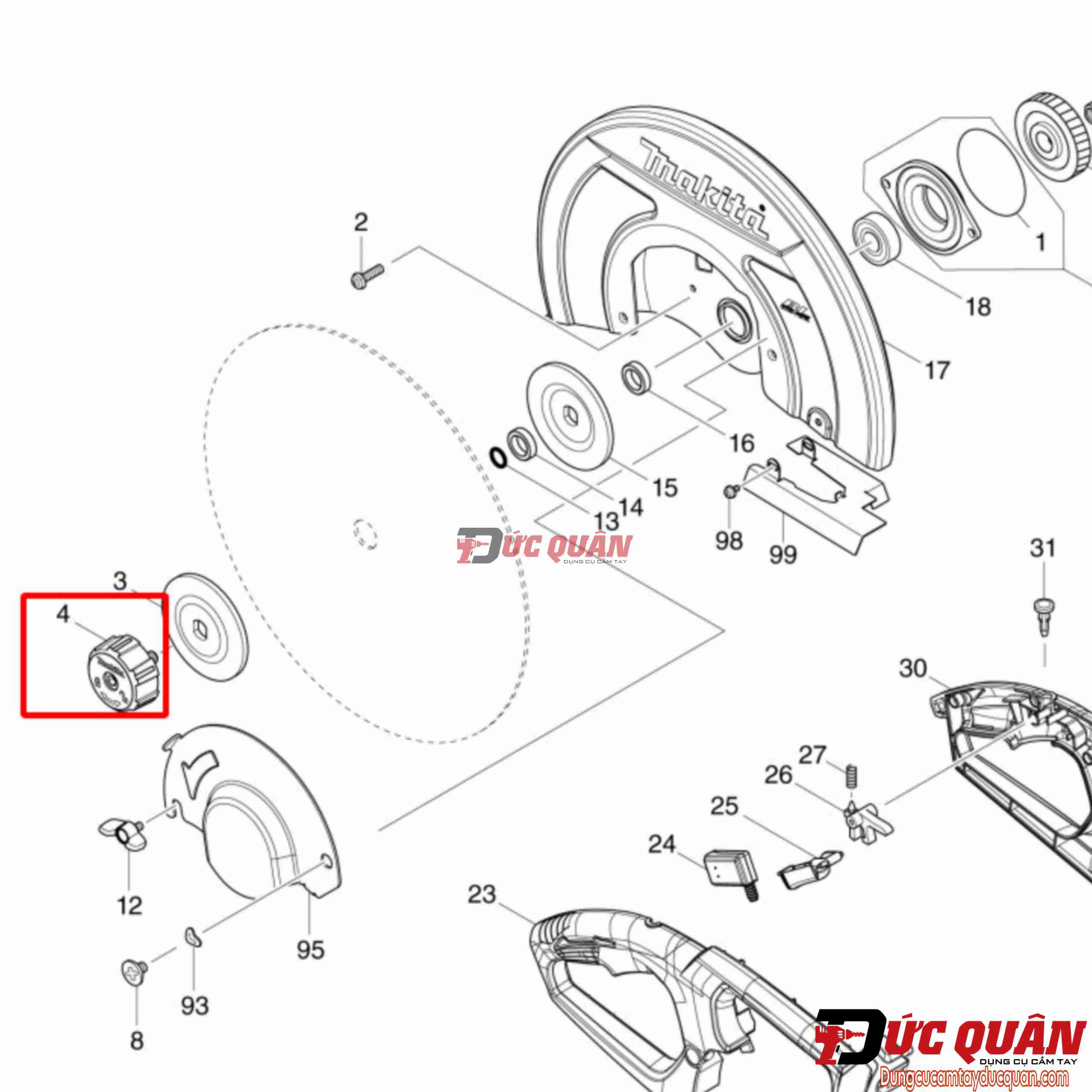 Con tán giữ lưỡi máy Makita LW1400 123478-1