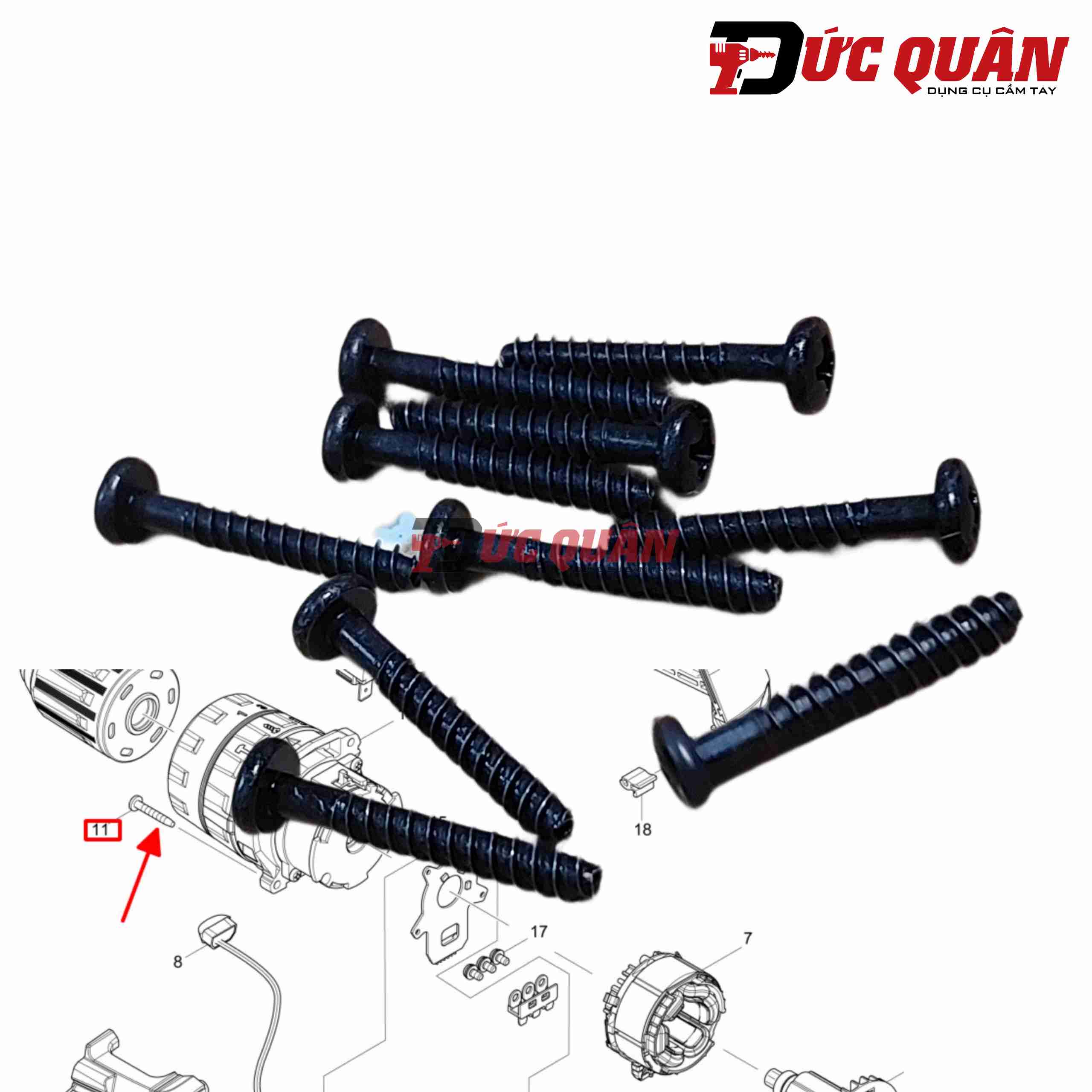 Ốc đầu máy khoan ( 3x20mm )  Makita DDF484/ DHP484/ XPH12 251497-8 ( 1 cái )