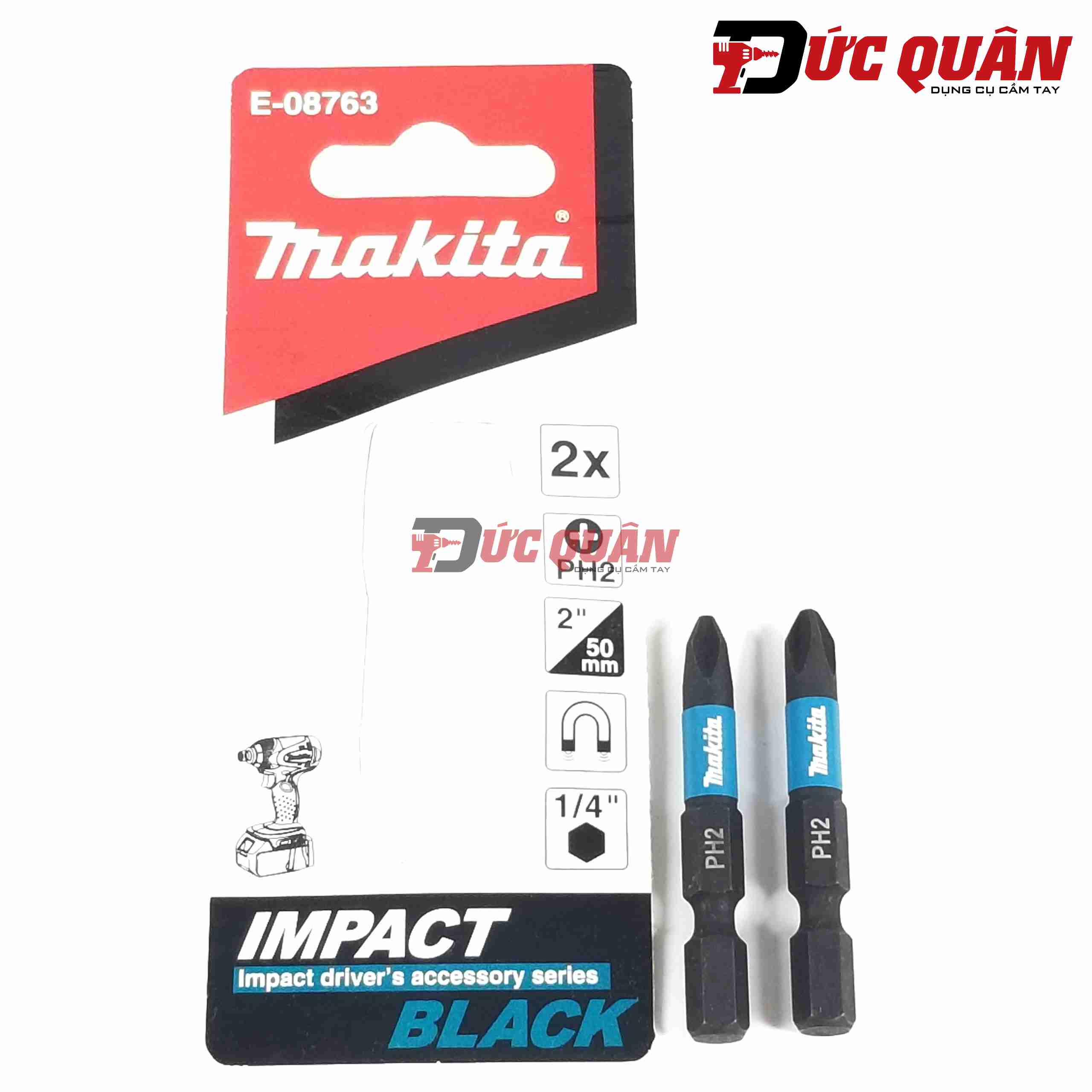 Mũi vít Impact Black Ph2 dài 50mm Makita E-08763 (1 cái)