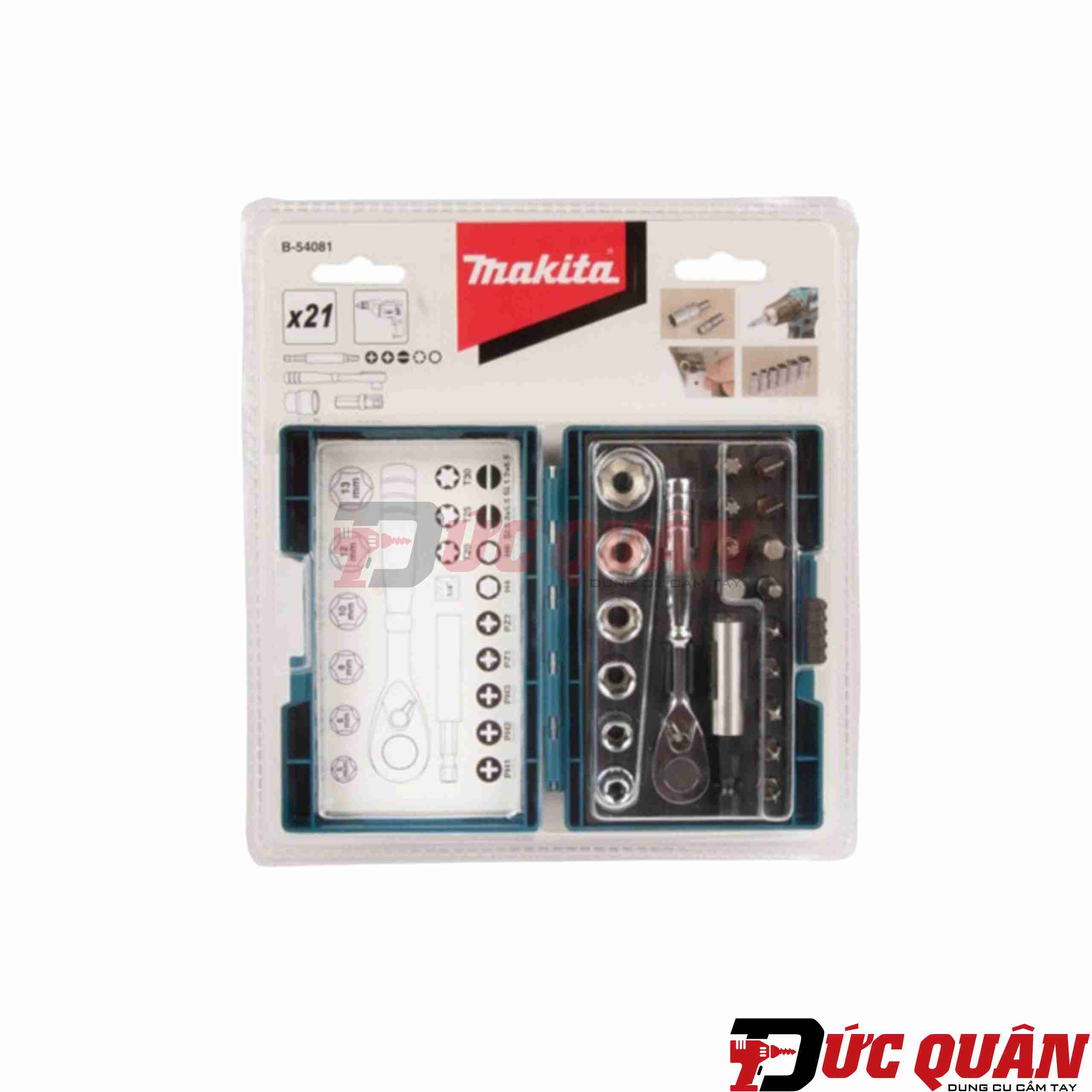 Bộ mũi vít và socket Makita B-54081 (21 chi tiết/bộ)
