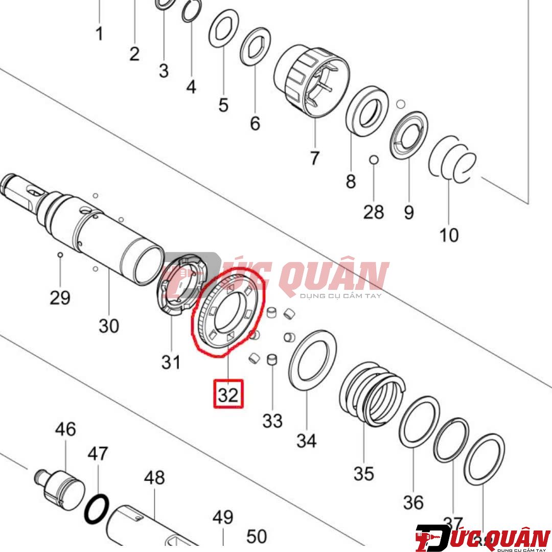 Nhông lớn số ( 32 ) máy Makita DHR242/ HR244 227360-7