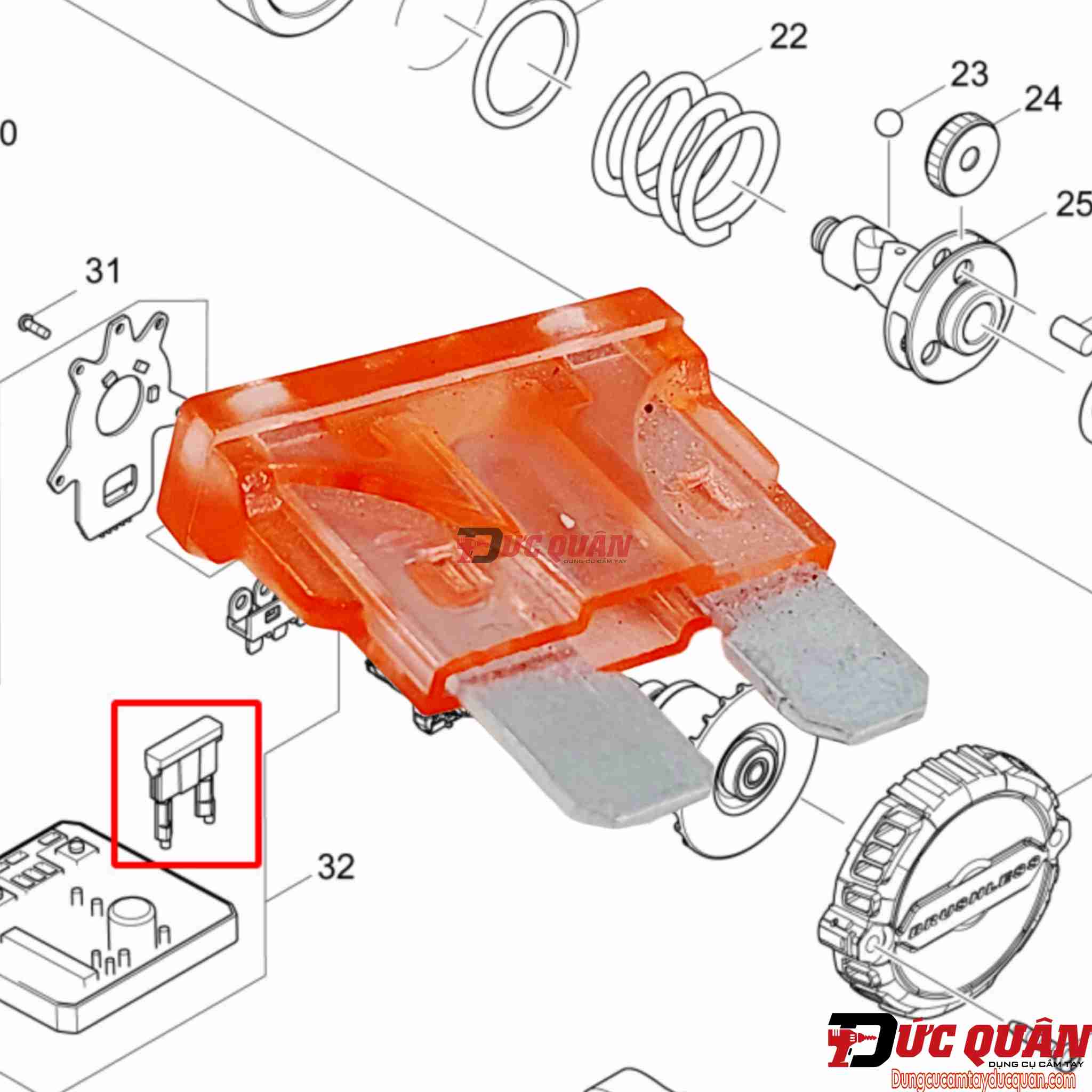 Cầu chì máy Makita TD147/ DTD148/ DTD170/ DTD171