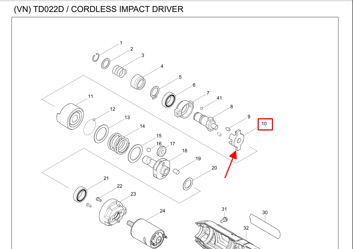 Khớp nối trục nhông vít gập TD022D, TD020, TD021, Makita 324713-2