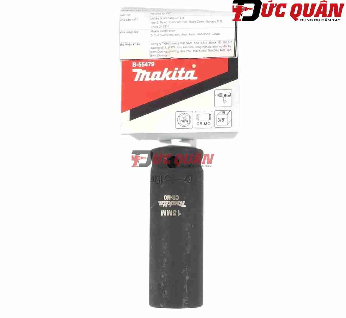 Đầu tuýp loại sâu 6 cạnh ( 3/8 dài 63mm ) chất liệu thép Cr-Mo MAKITA