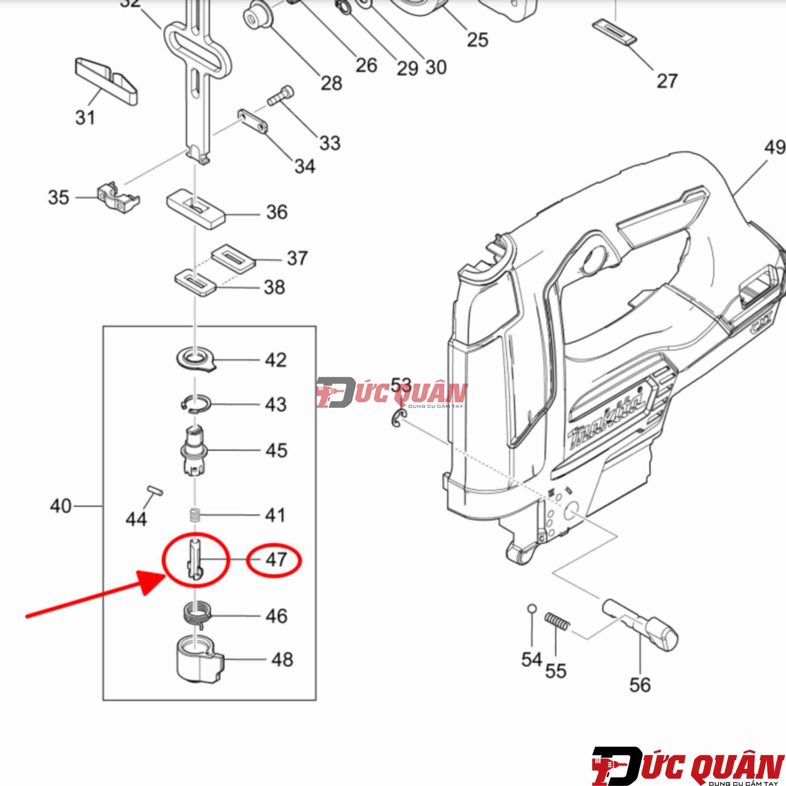 Chốt chặn máy cưa lọng Makita JV0600K/ JV103D