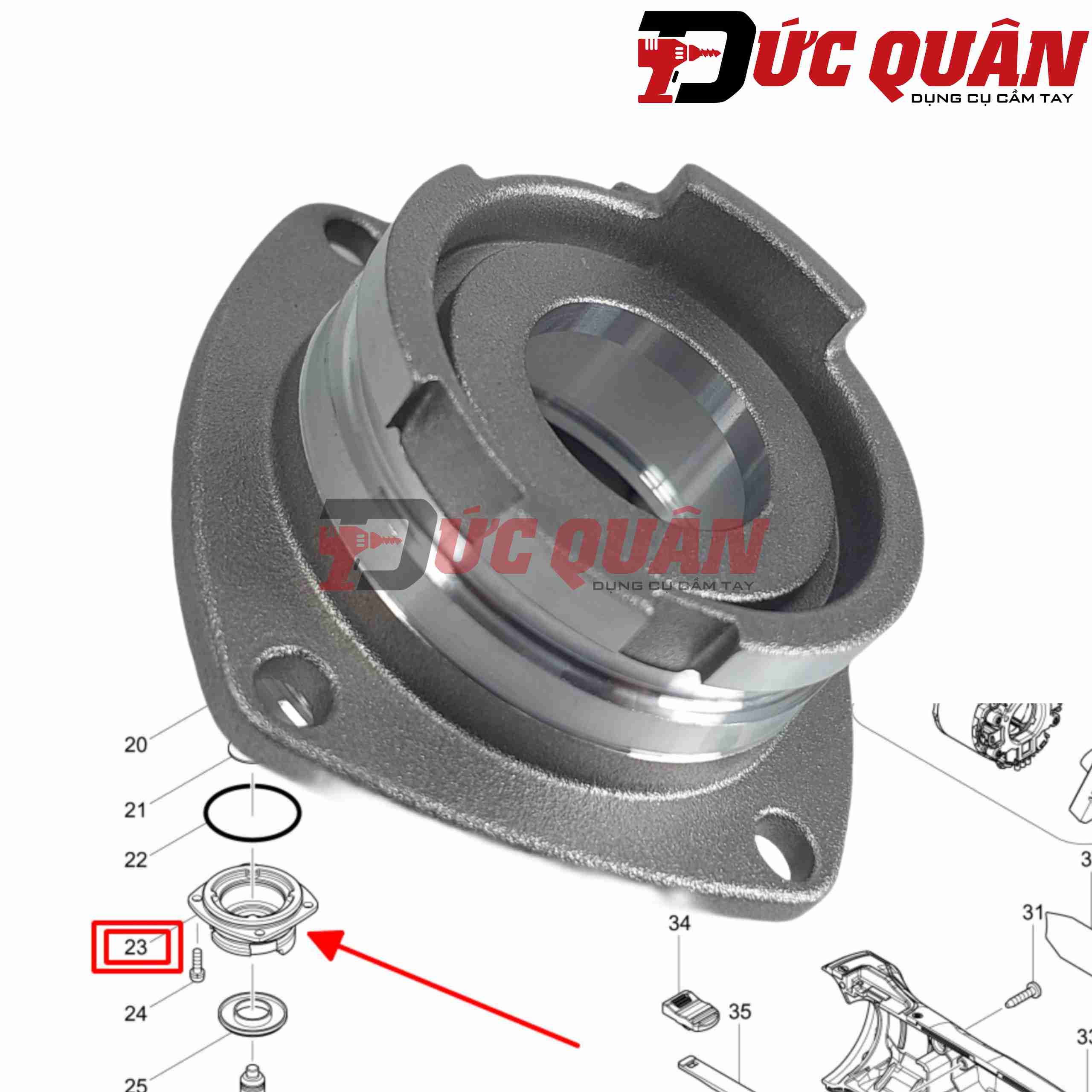 Nấp giữ bạc đạn máy DGA404/ DGA406/ DGA408 Makita 318331-6