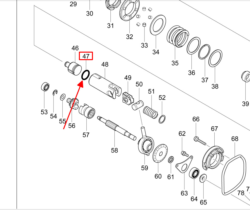Vòng cao su búa ( số 47 ) Makita DHR242/ DHR244 213258-4 ( 1 cái )