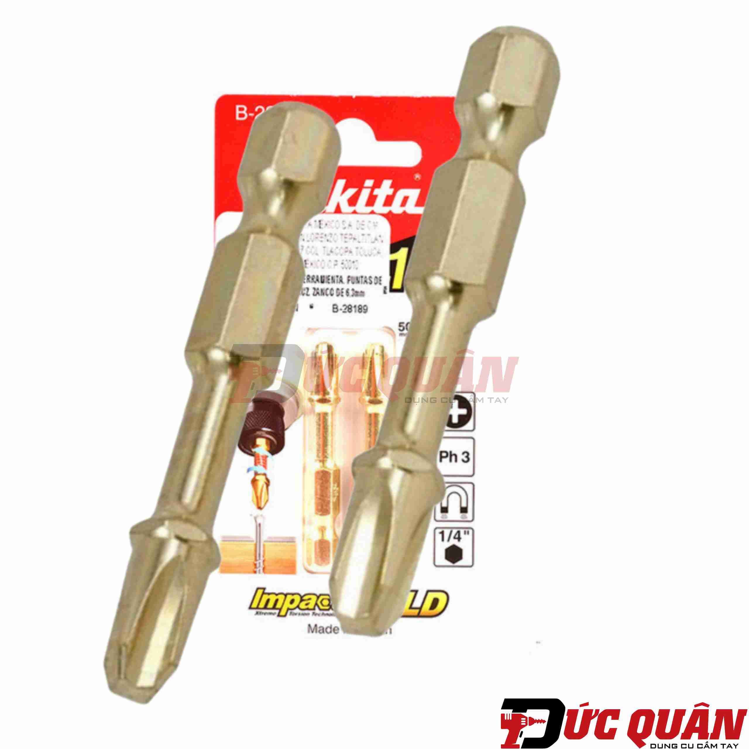 Bộ 2 đầu vít PH3x50mm Torsion Impact Gold Makita B-28189