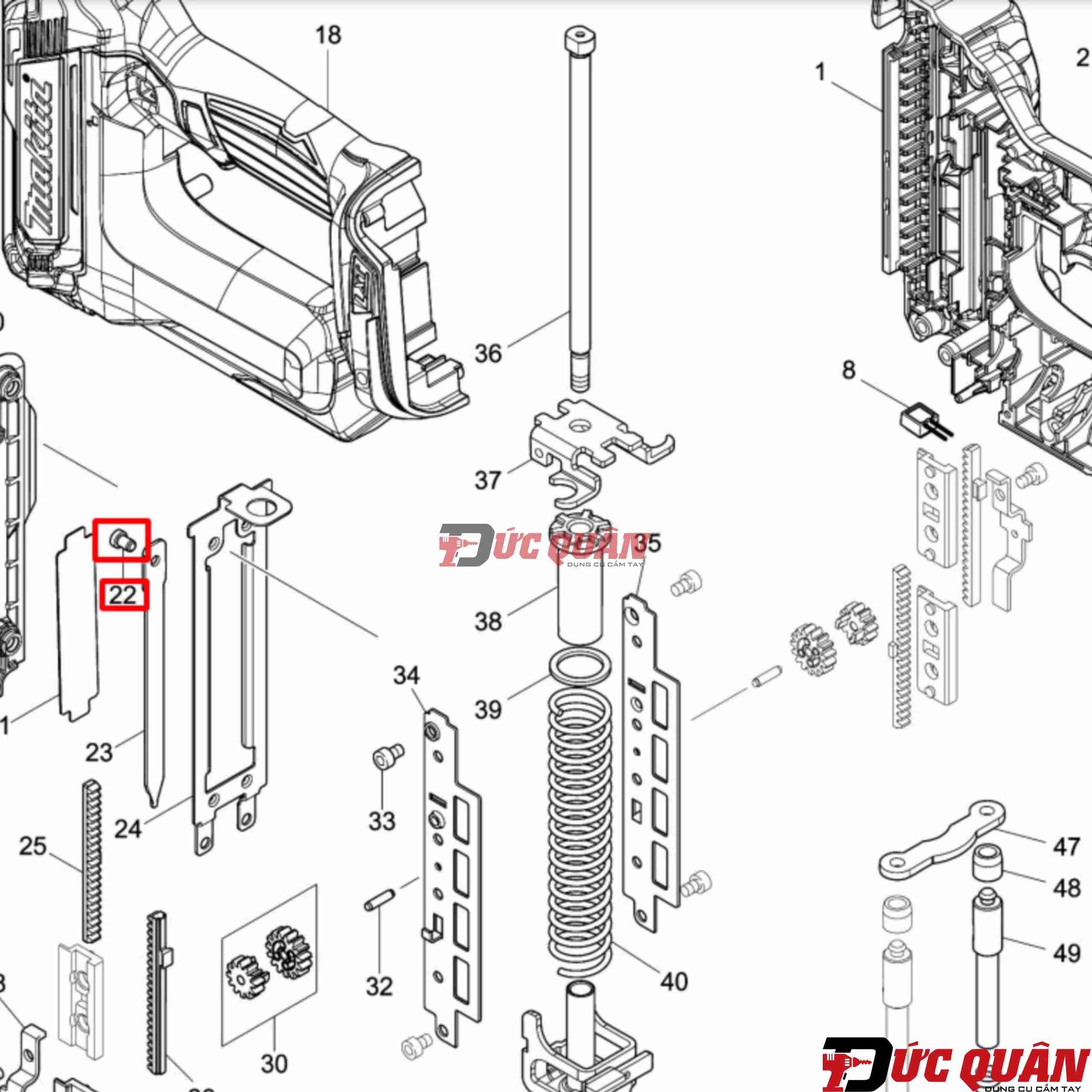 Chốt gài máy bắn đinh Makita DFN350 ( 1 cái )