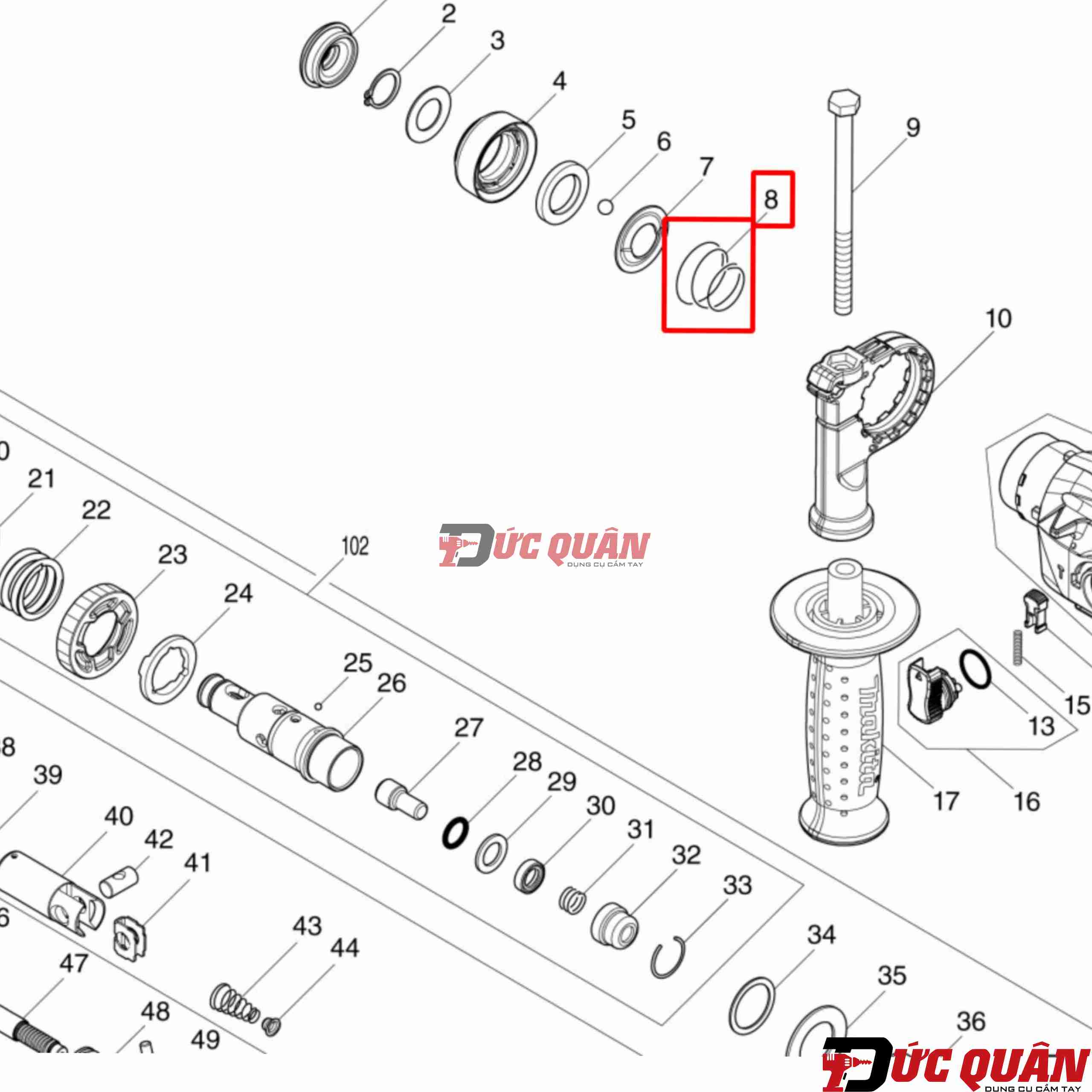 lò xo hình nón ( 21-29 ) Makita HR140D/ DHR182/ HR182